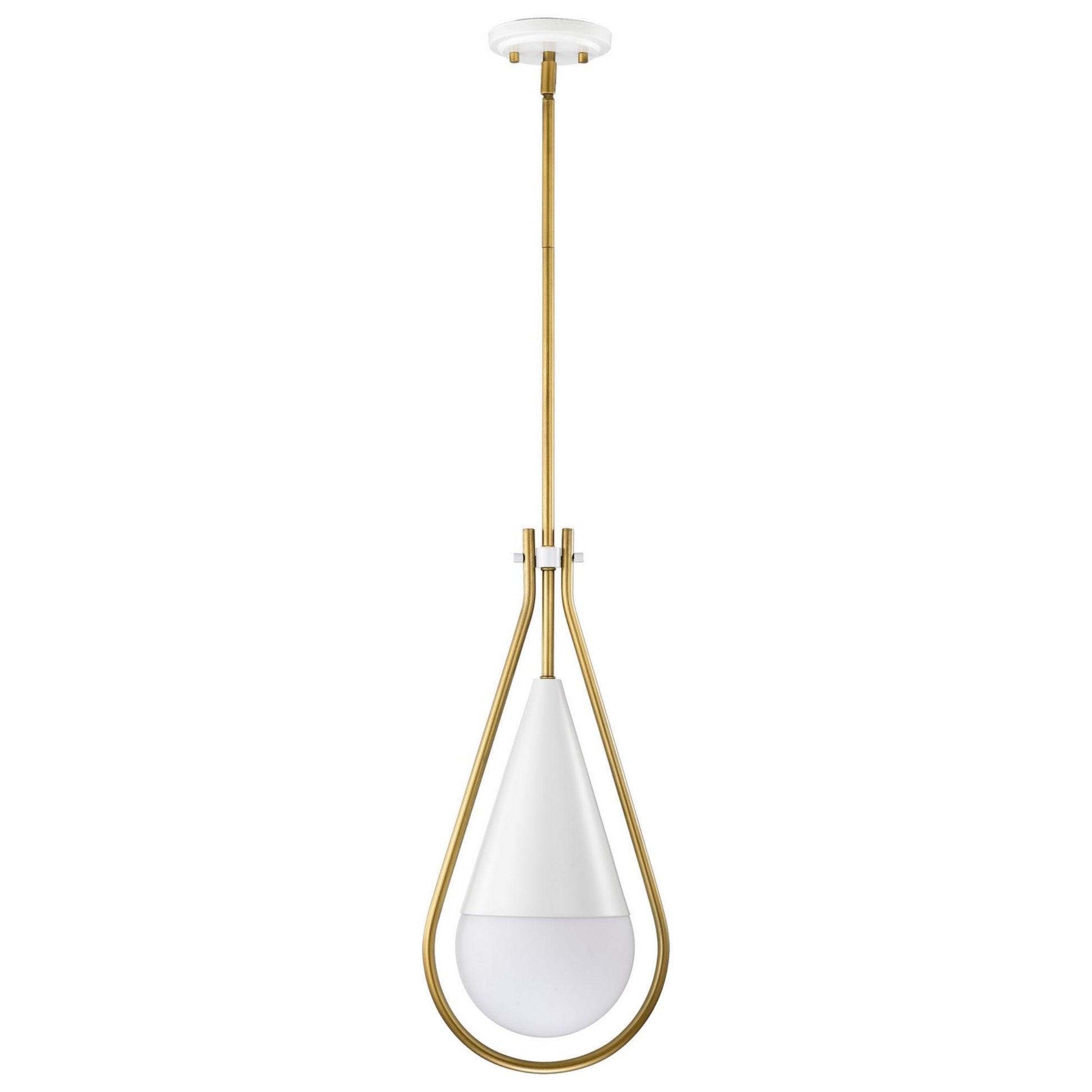 Admiral 10" Pendant, Matte White and Natural Brass Finish - Bees Lighting