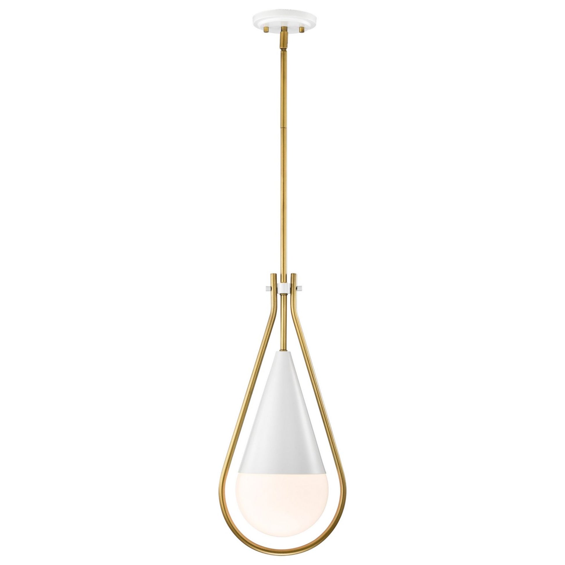 Admiral 10" Pendant, Matte White and Natural Brass Finish - Bees Lighting