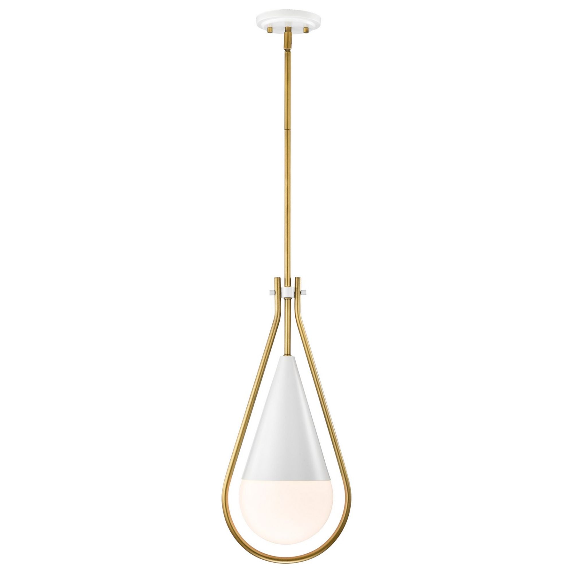 Admiral 10" Pendant, Matte White and Natural Brass Finish - Bees Lighting