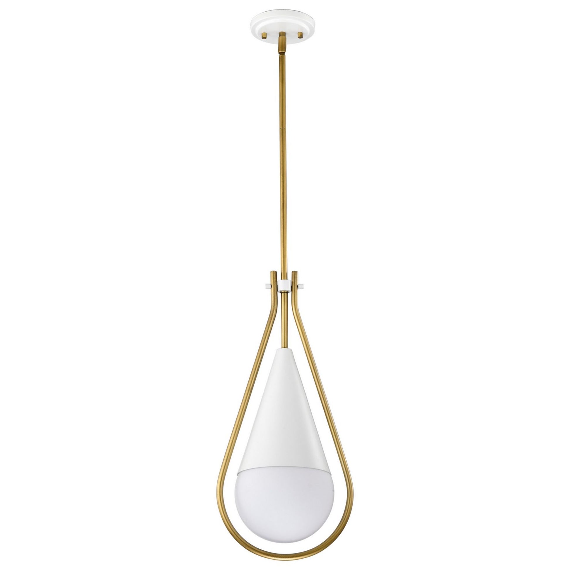 Admiral 10" Pendant, Matte White and Natural Brass Finish - Bees Lighting