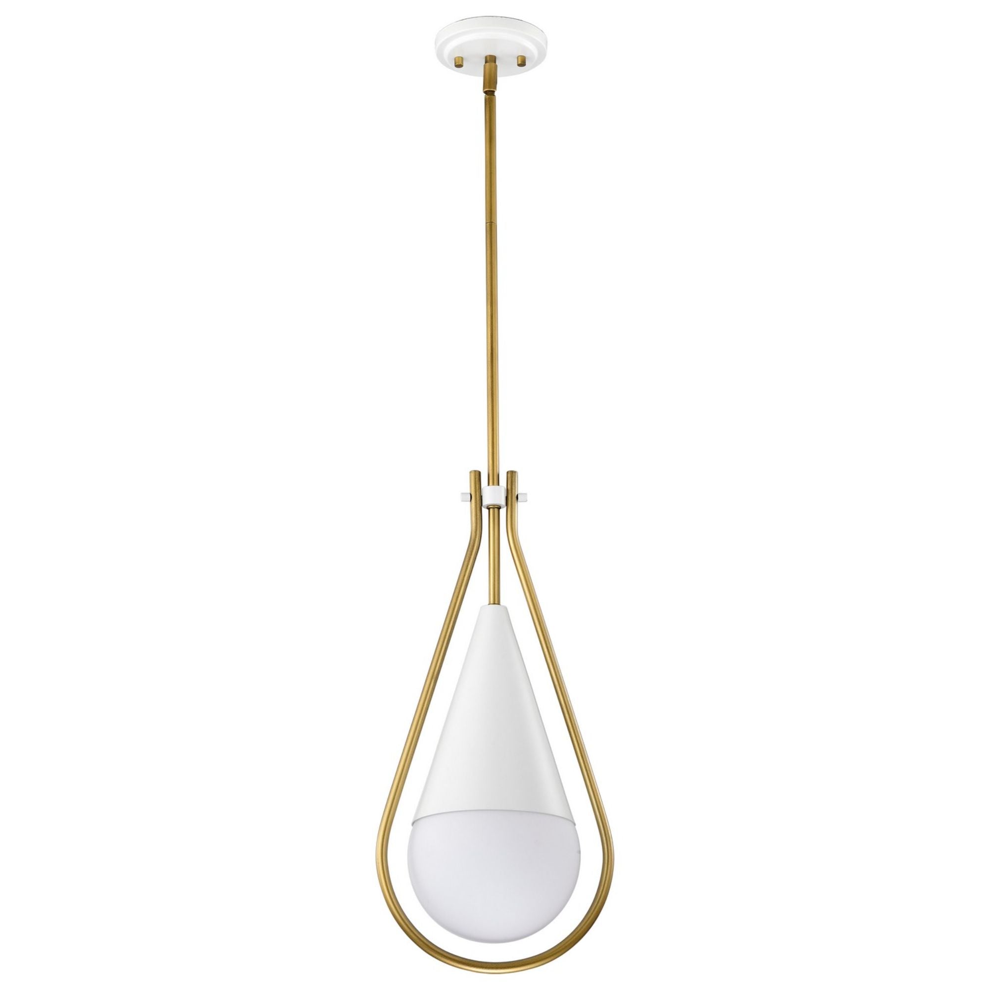 Admiral 10" Pendant, Matte White and Natural Brass Finish - Bees Lighting