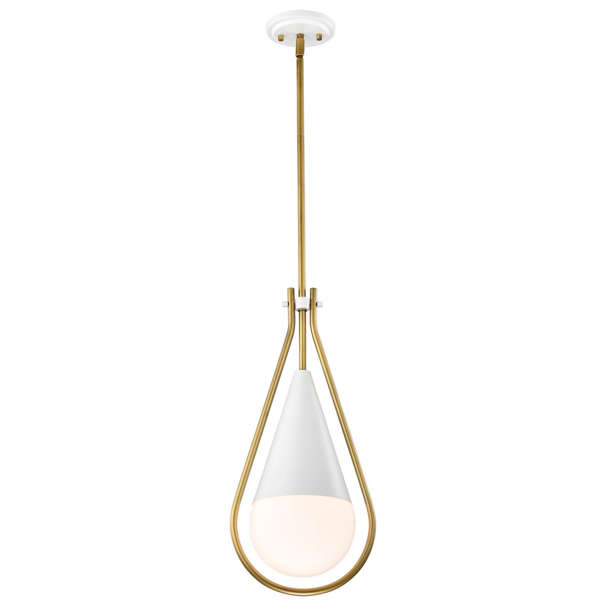 Admiral 10" Pendant, Matte White and Natural Brass Finish - Bees Lighting
