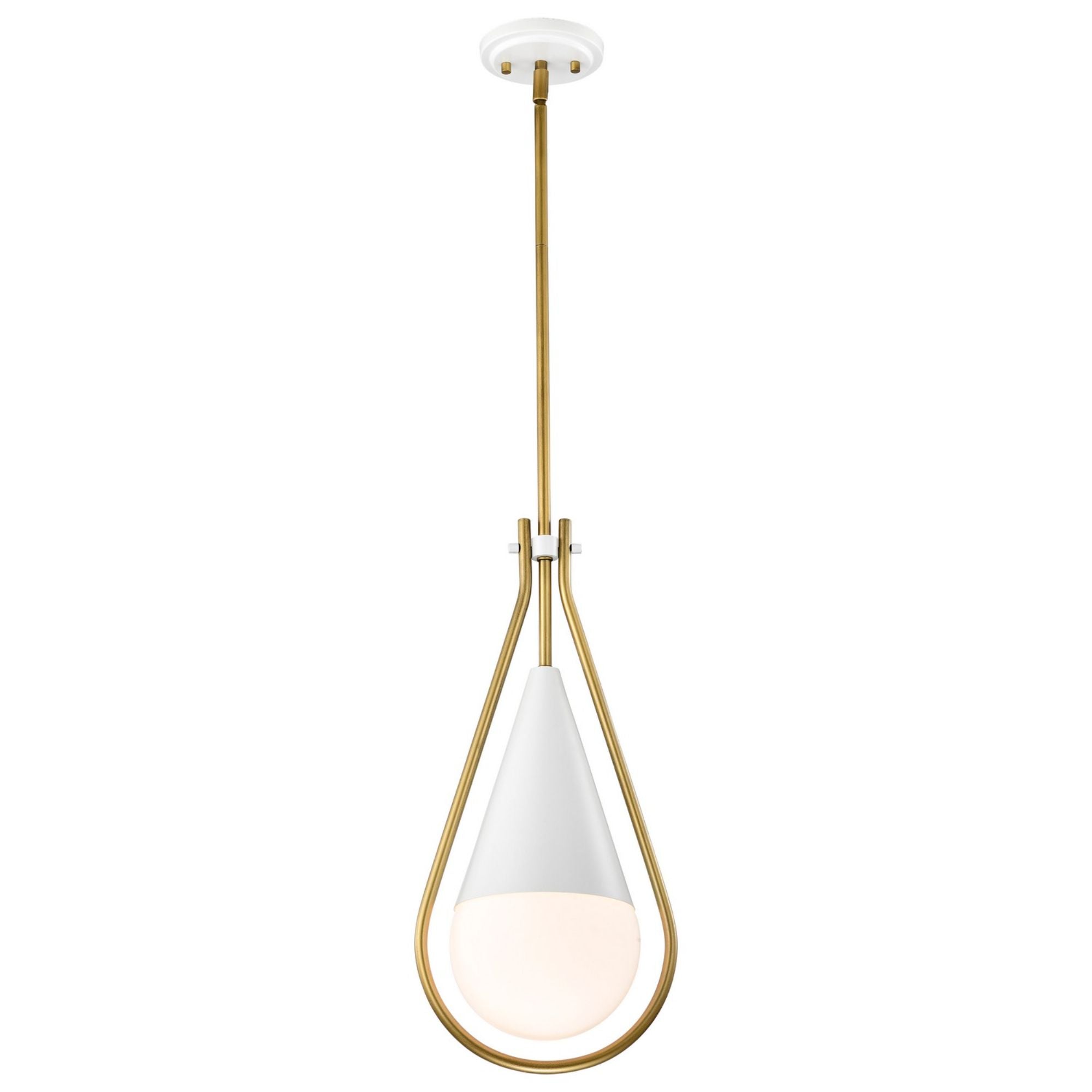Admiral 10" Pendant, Matte White and Natural Brass Finish - Bees Lighting