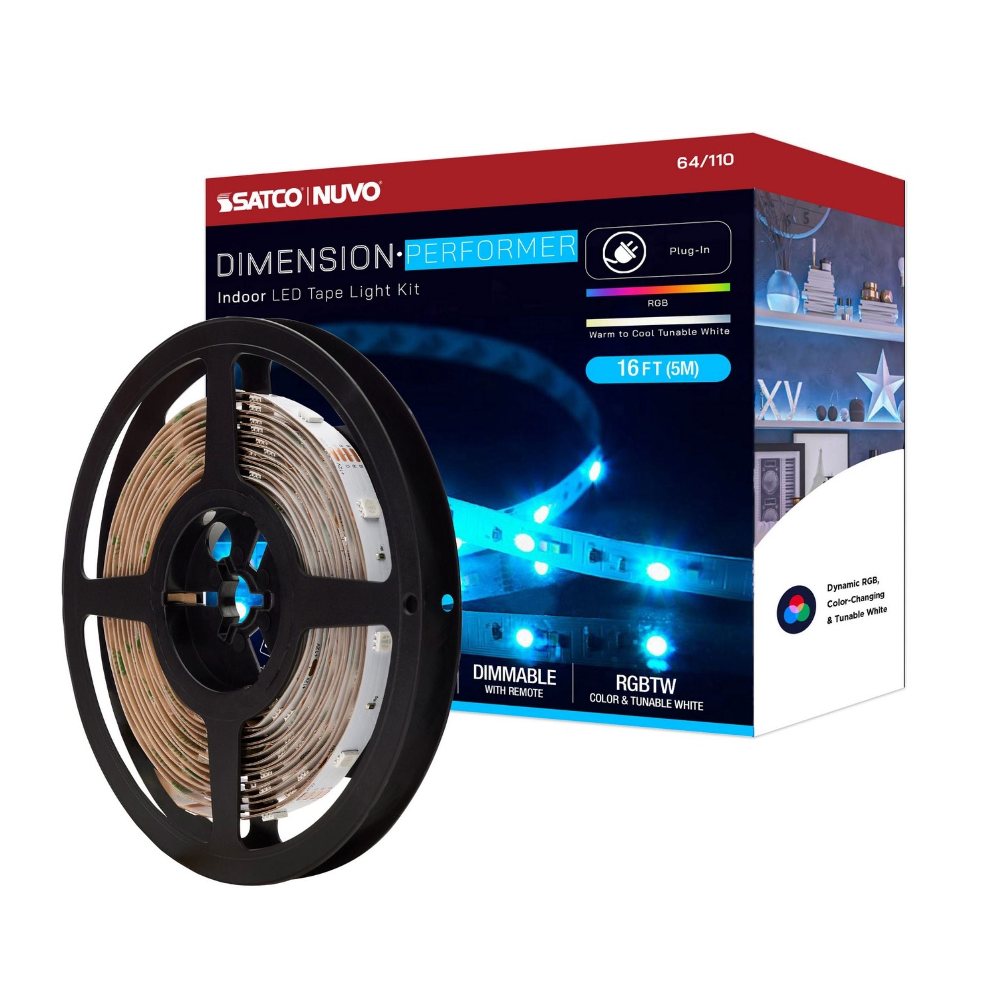 Dimension Performer Indoor LED Tape Light Kit, RGBTW - Bees Lighting