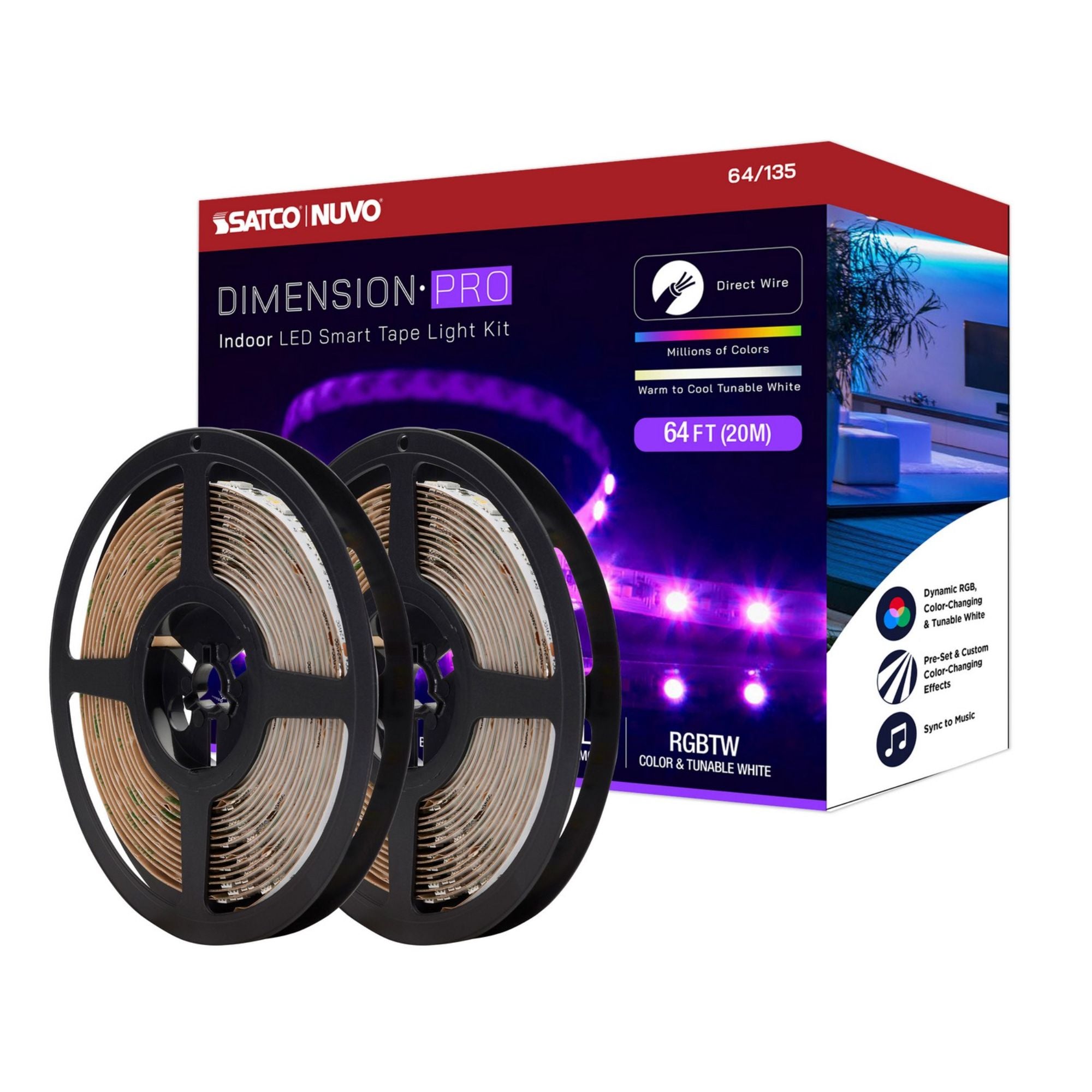 Dimension Pro Indoor LED Smart Tape Light Kit, RGB+TW - Bees Lighting