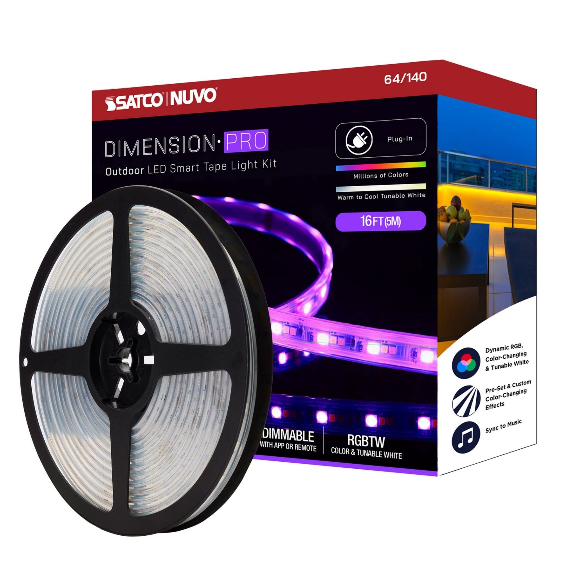Dimension Pro Outdoor LED Smart Tape Light Kit, RGBTW - Bees Lighting