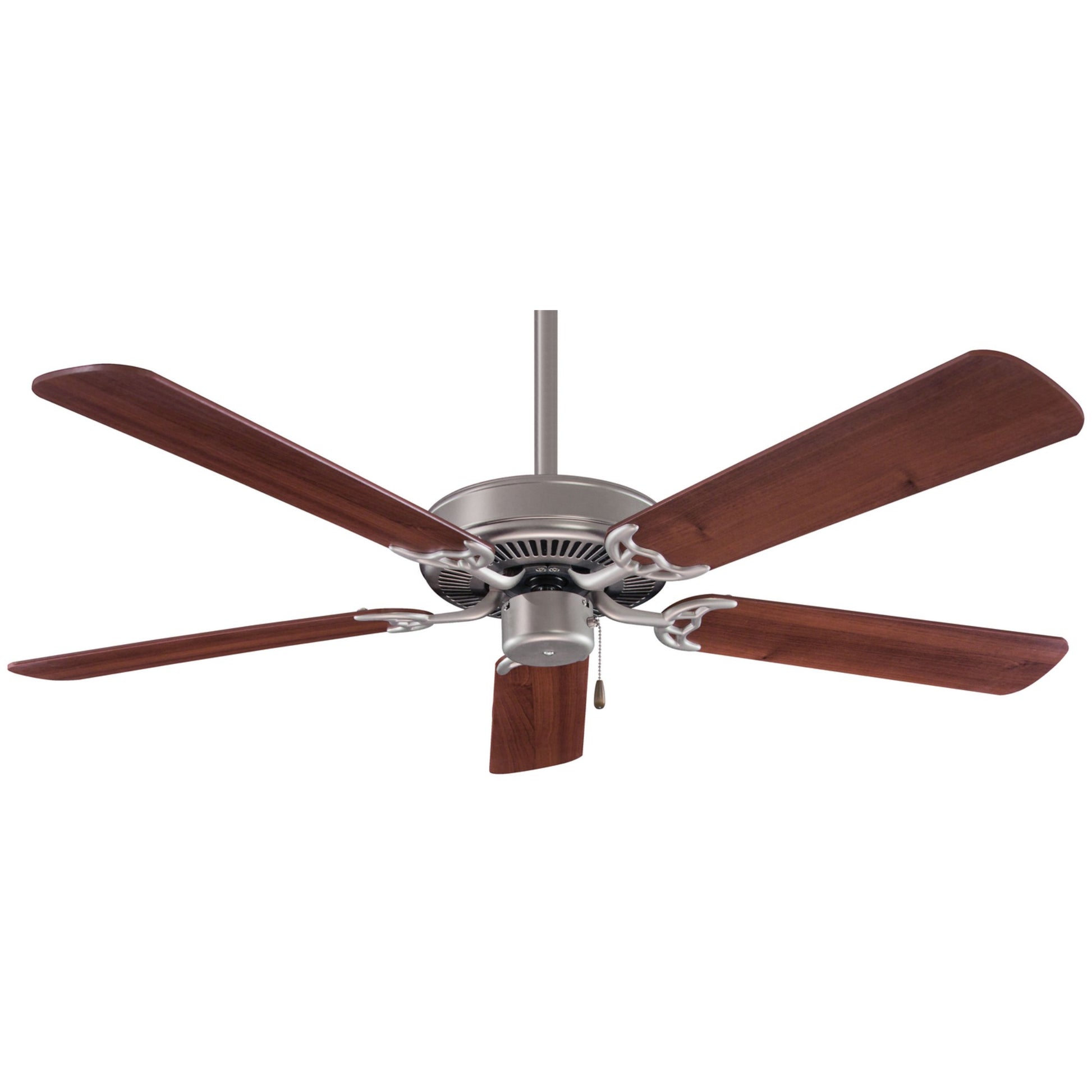 Contractor 42" Ceiling Fan with Pull Chain, Brushed Steel with Dark Walnut Blades - Bees Lighting