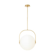 Fues 18" LED Large Pendant, 120-277V, Natural Brass Finish with Opal Glass - Bees Lighting