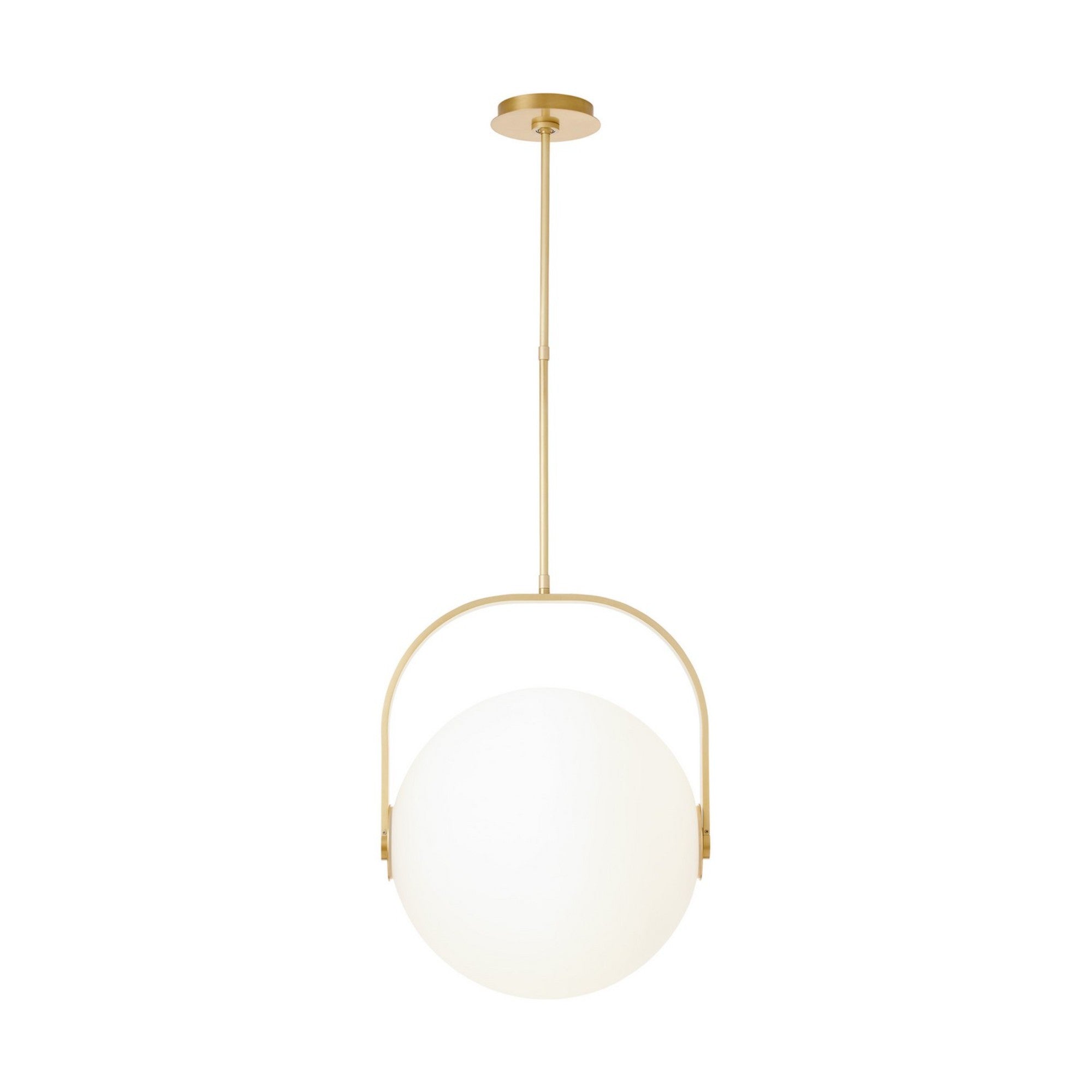 Fues 18" LED Large Pendant, 120-277V, Natural Brass Finish with Opal Glass - Bees Lighting