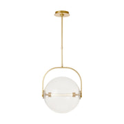 Fues 15" LED Medium Pendant, 120-277V, Natural Brass Finish with Clear Glass - Bees Lighting