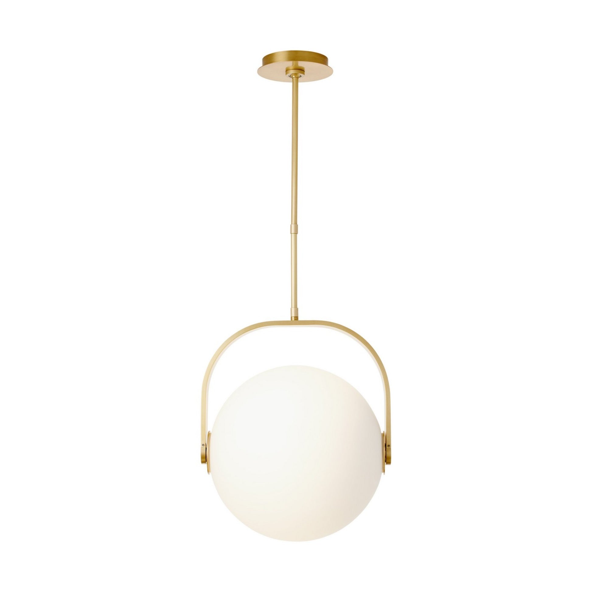 Fues 15" LED Medium Pendant, 120-277V, Natural Brass Finish with Opal Glass - Bees Lighting