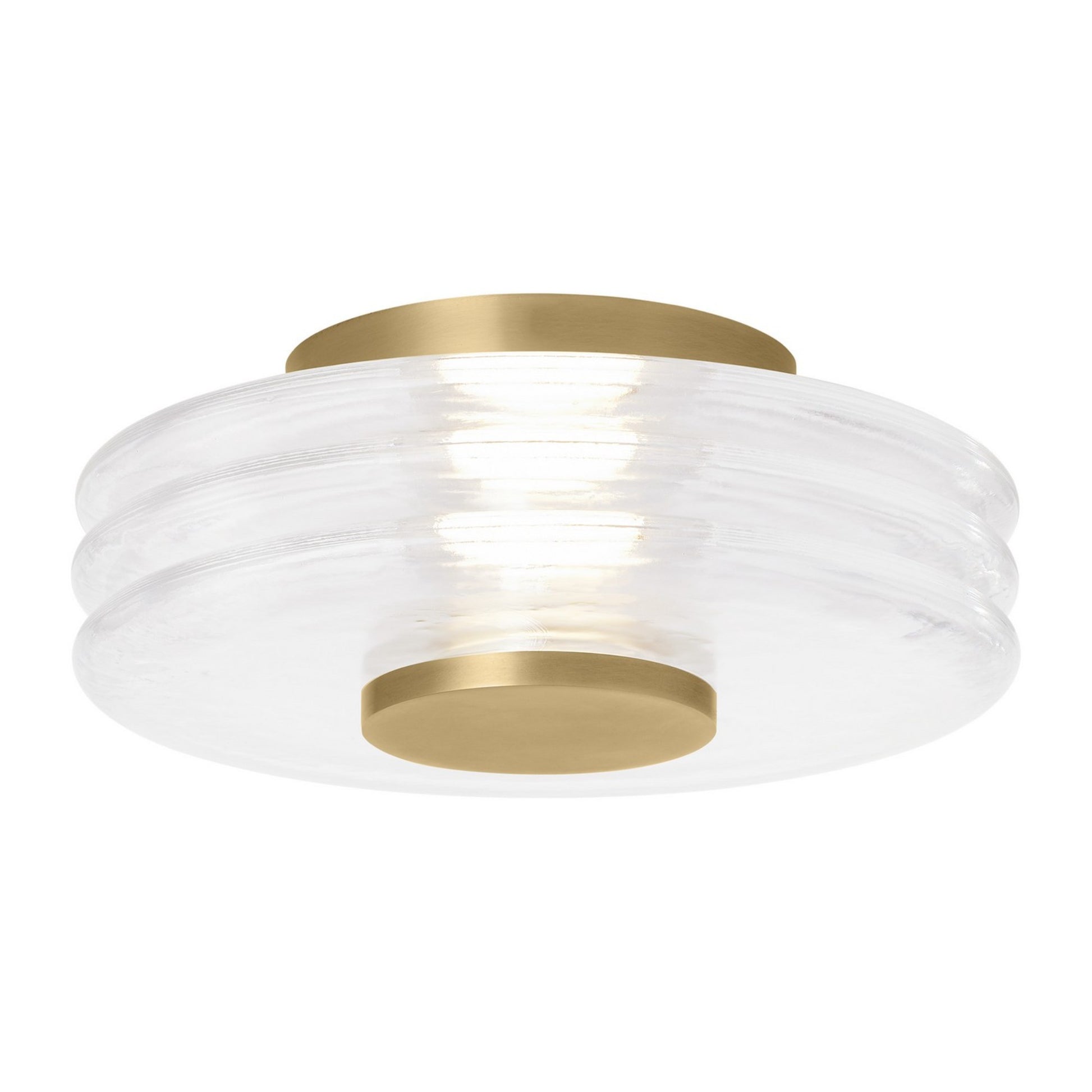 Laurel 12" LED Medium Flush Mount, 120-277V, Natural Brass Finish - Bees Lighting