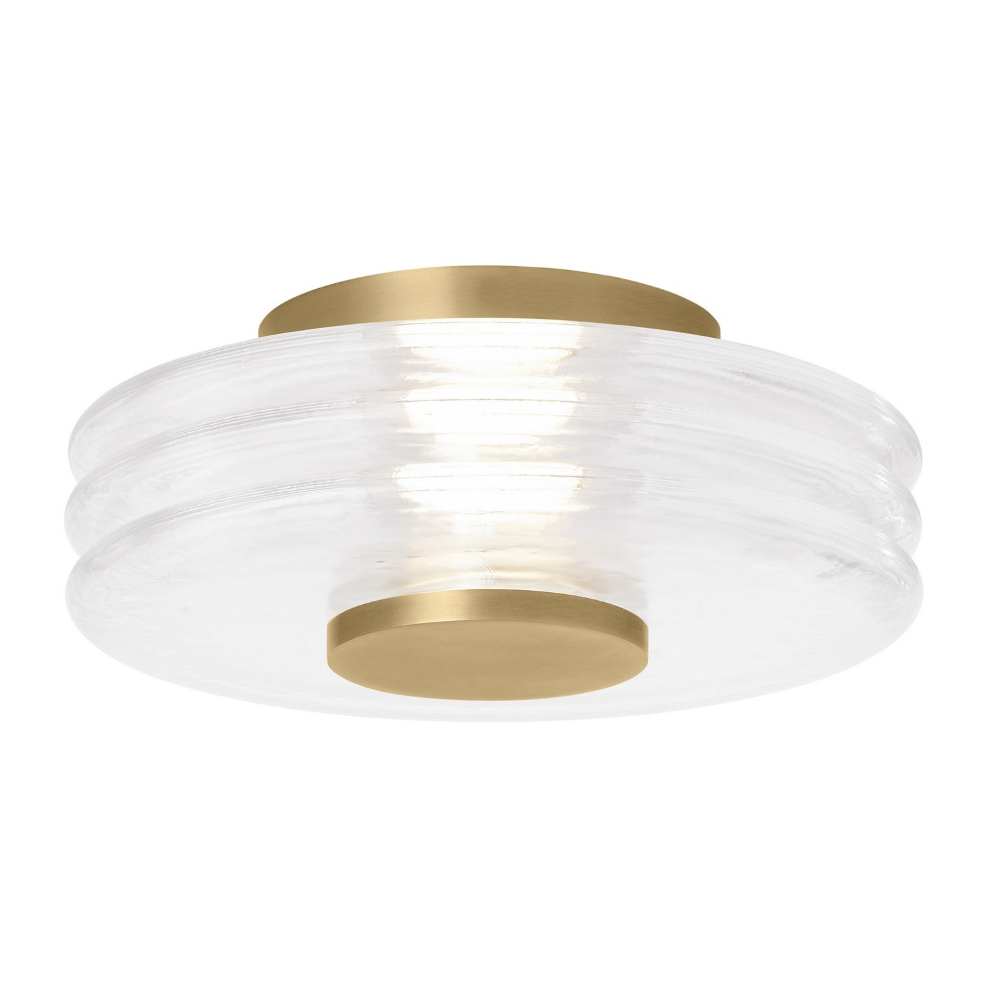 Laurel 12" LED Medium Flush Mount, 120-277V, Natural Brass Finish - Bees Lighting