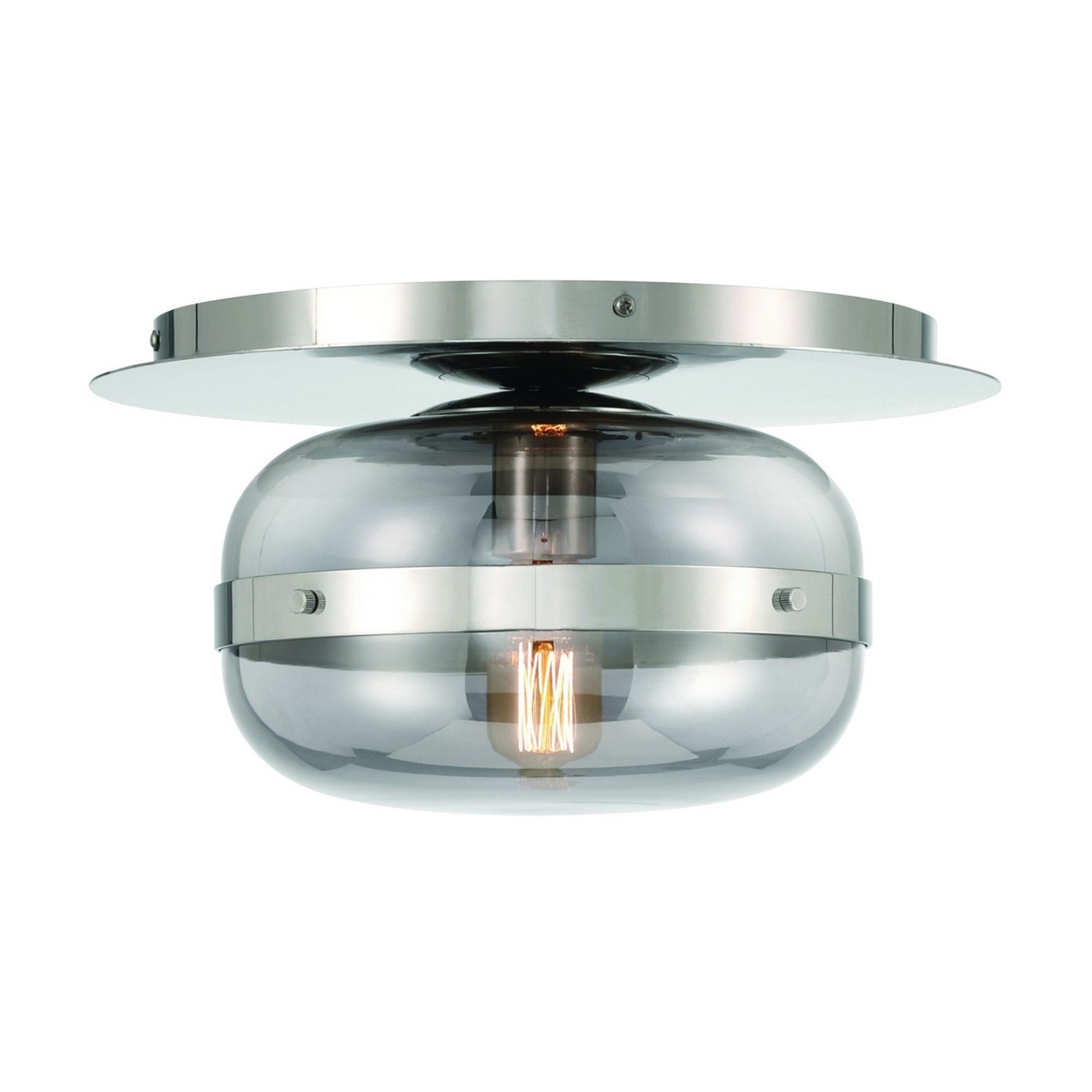 Nottingham 10" LED Flush Mount, Polished Nickel Finish - Bees Lighting