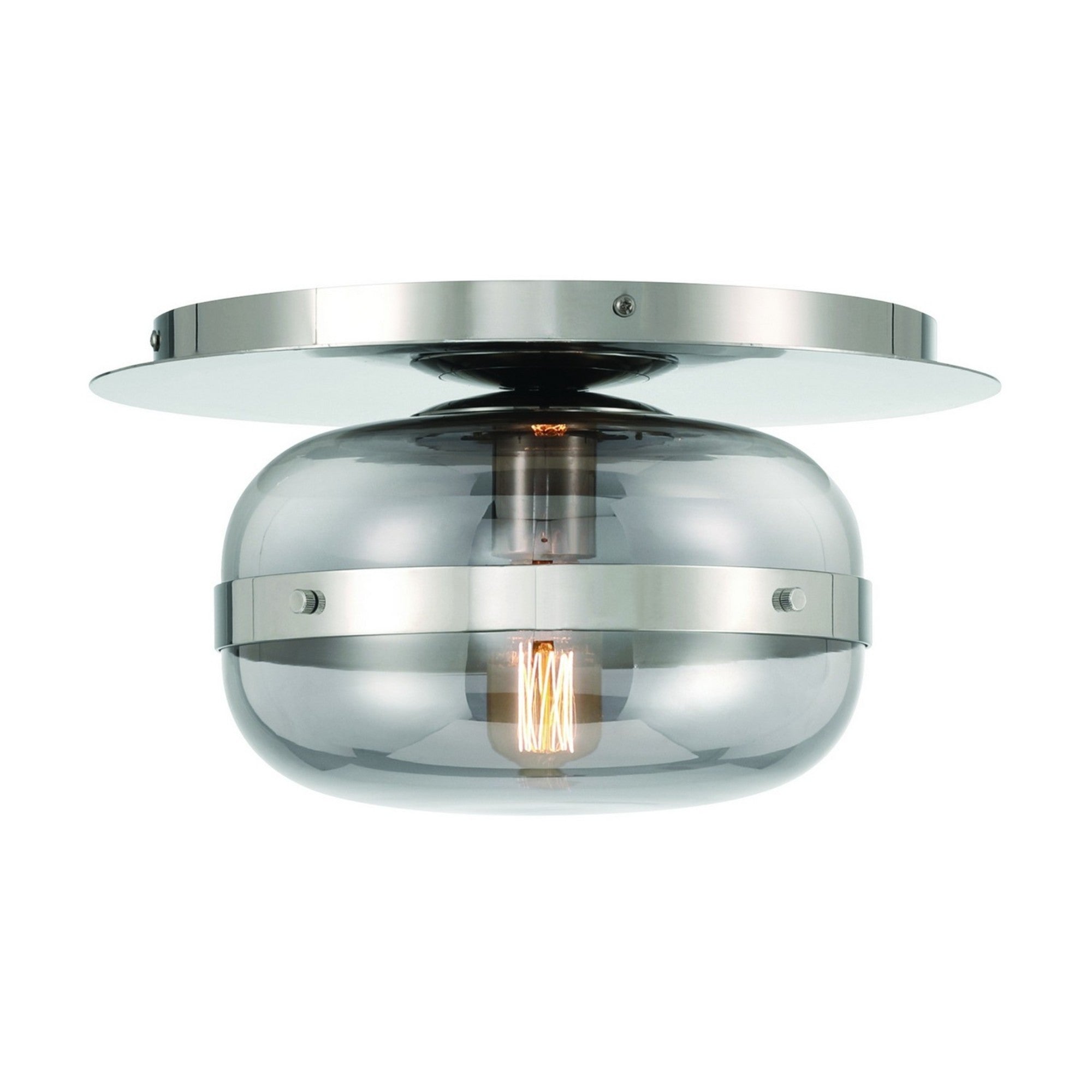Nottingham 10" LED Flush Mount, Polished Nickel Finish - Bees Lighting
