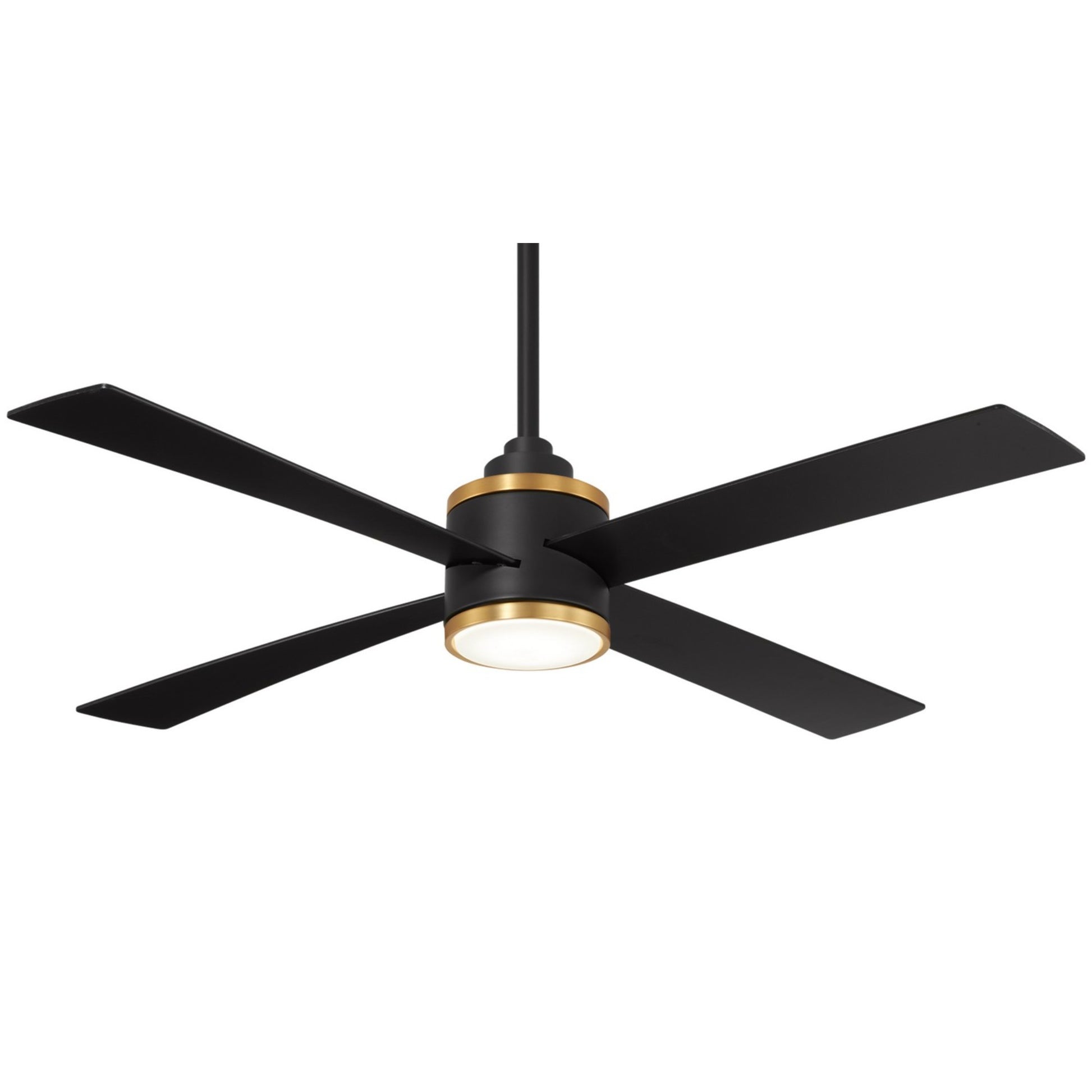 Falco 54" LED 4-Blades Ceiling Fan with Remote, Black Coal & Soft Brass Accents - Bees Lighting