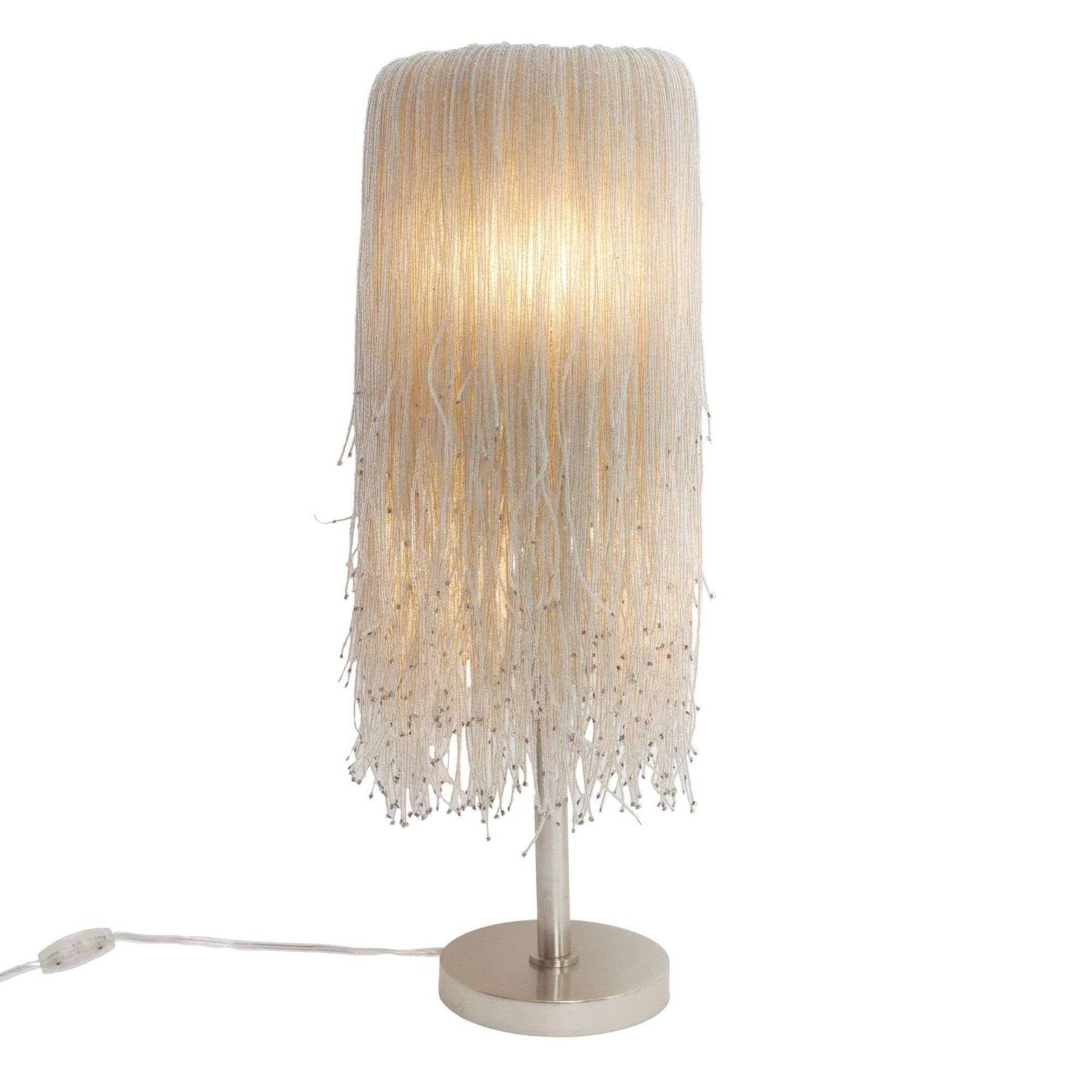 Crystal Reign 28" 2-Light Table Lamp, Polished Nickel Finish - Bees Lighting