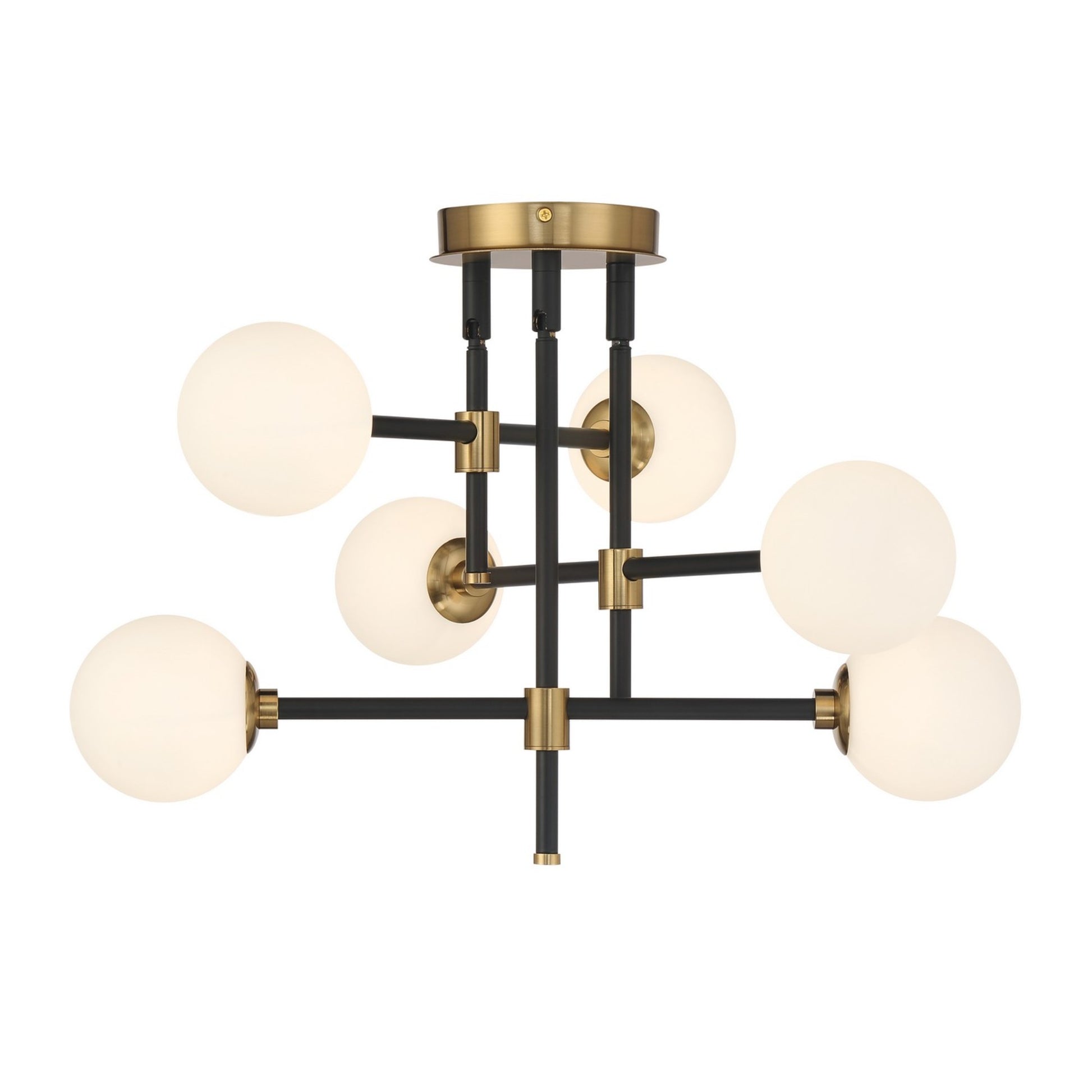 Cosmet 20" 6-Light Flush Mount, Coal & Aged Brass Finish - Bees Lighting