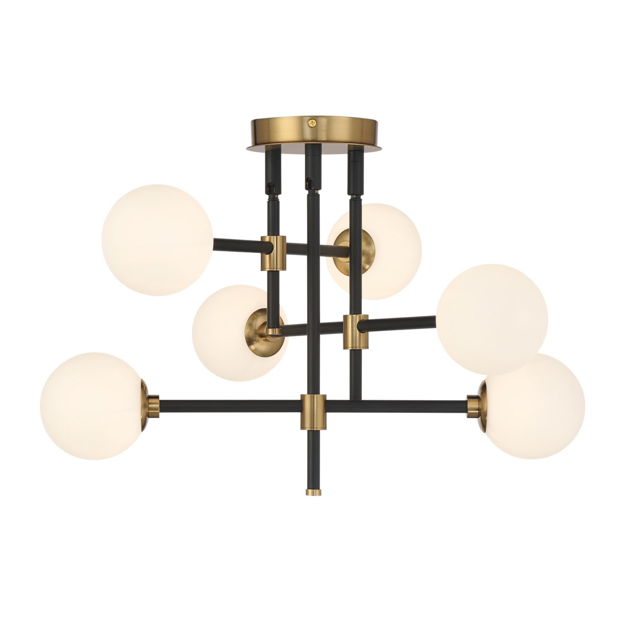 Cosmet 20" 6-Light Flush Mount, Coal & Aged Brass Finish - Bees Lighting