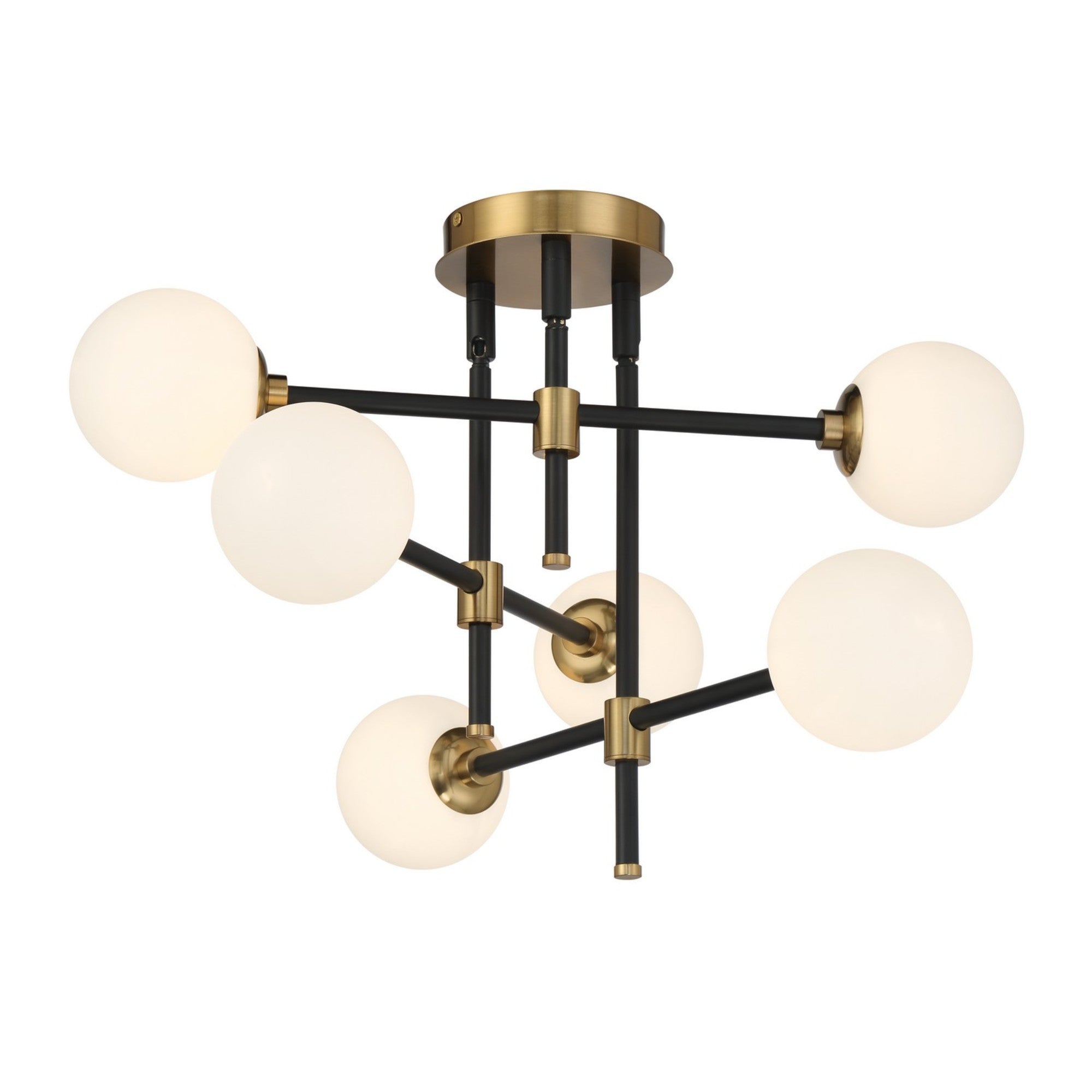 Cosmet 20" 6-Light Flush Mount, Coal & Aged Brass Finish - Bees Lighting