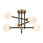 Cosmet 20" 6-Light Flush Mount, Coal & Aged Brass Finish - Bees Lighting