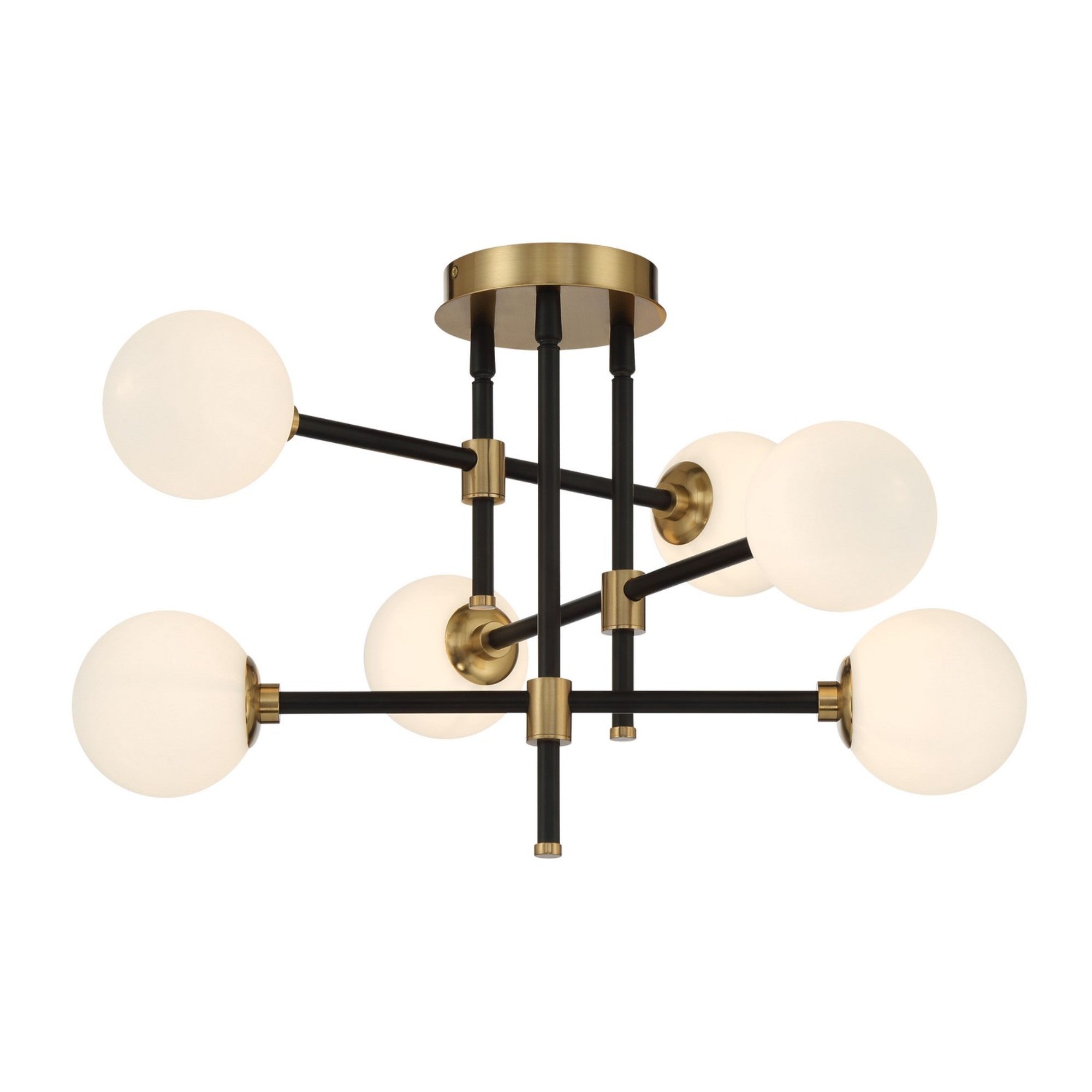 Cosmet 20" 6-Light Flush Mount, Coal & Aged Brass Finish - Bees Lighting