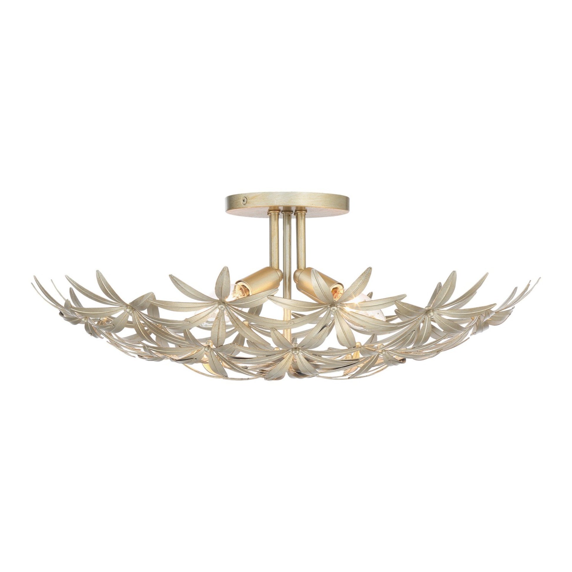 Flower Child 22" 4-Light Semi-Flush Mount, Ambry Gold Finish - Bees Lighting