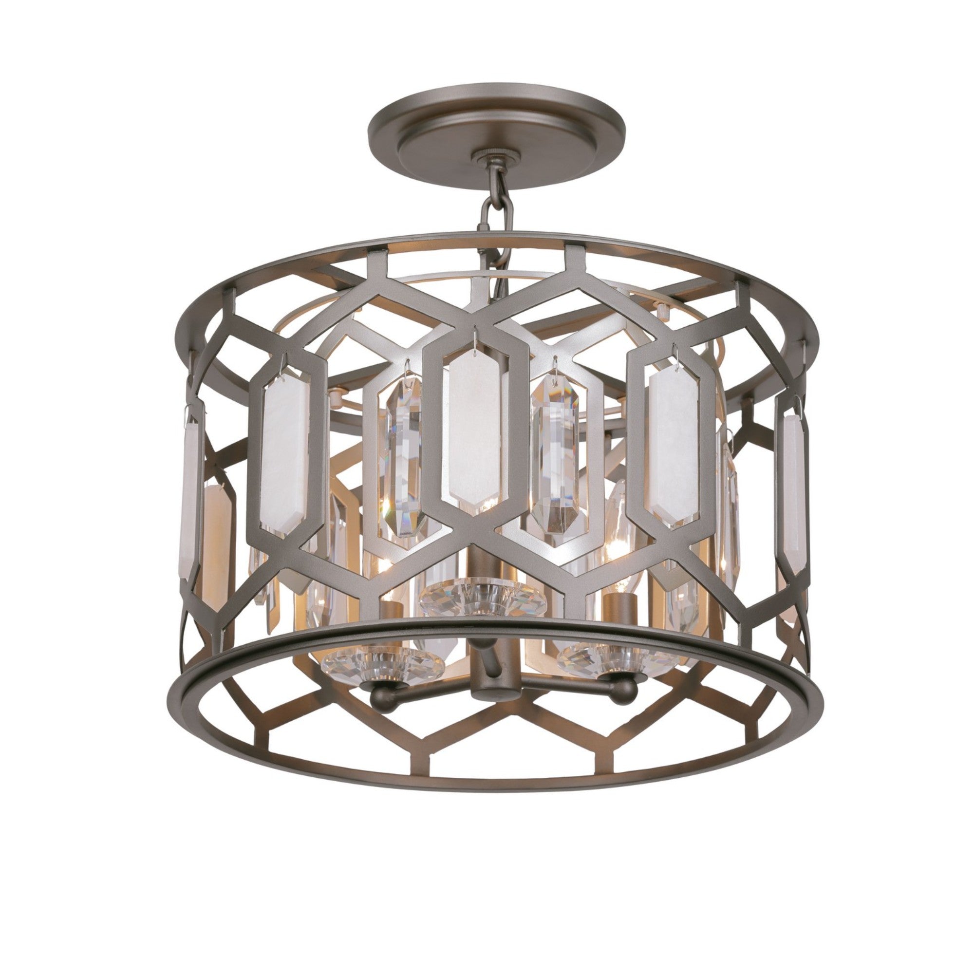 Hexly 16" 3 Lights Pendant Light Silver Finish