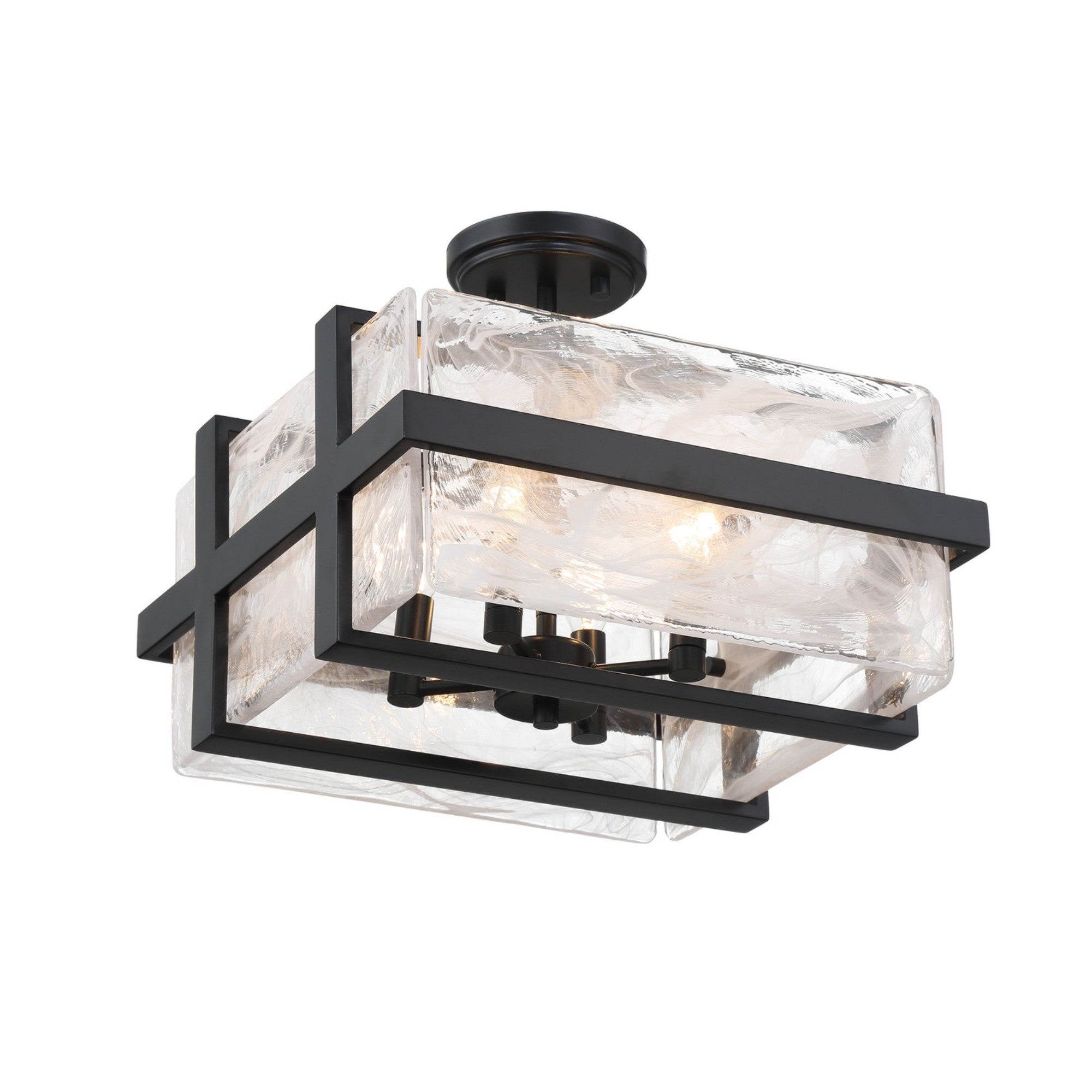 Cloud Break 15" 4-Light Semi-Flush Mount, Coal Finish - Bees Lighting