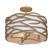 Branch Reality 20" 4-Light Semi-Flush Mount, Ashen Gold Finish - Bees Lighting