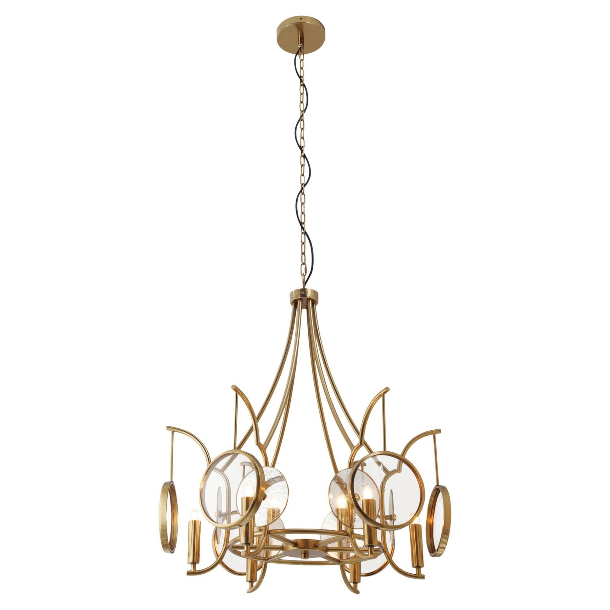Into Focus 32" 6-Light Chandelier, Artisan Brass Finish - Bees Lighting
