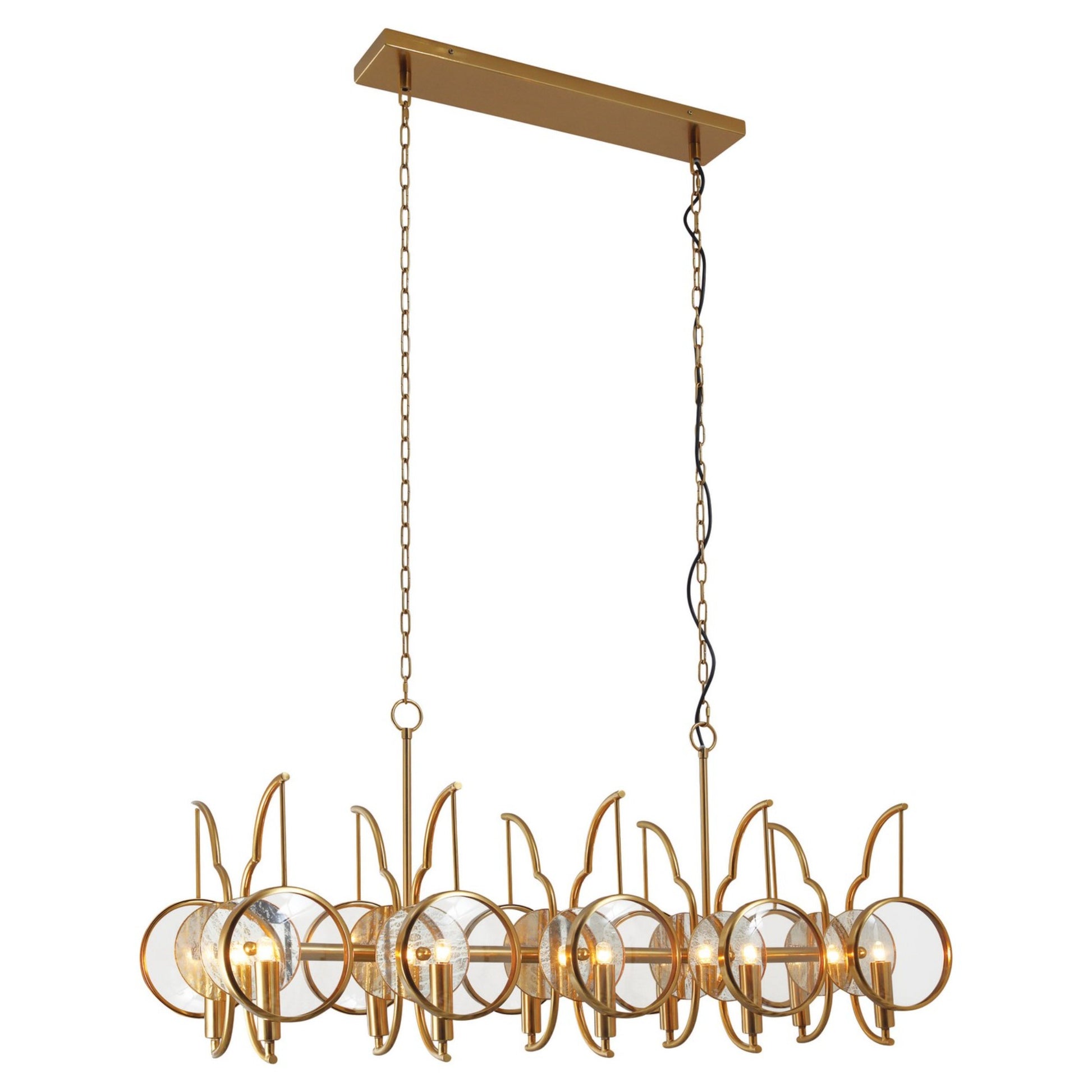Into Focus 46" 10-Light Island Light, Artisan Brass Finish - Bees Lighting