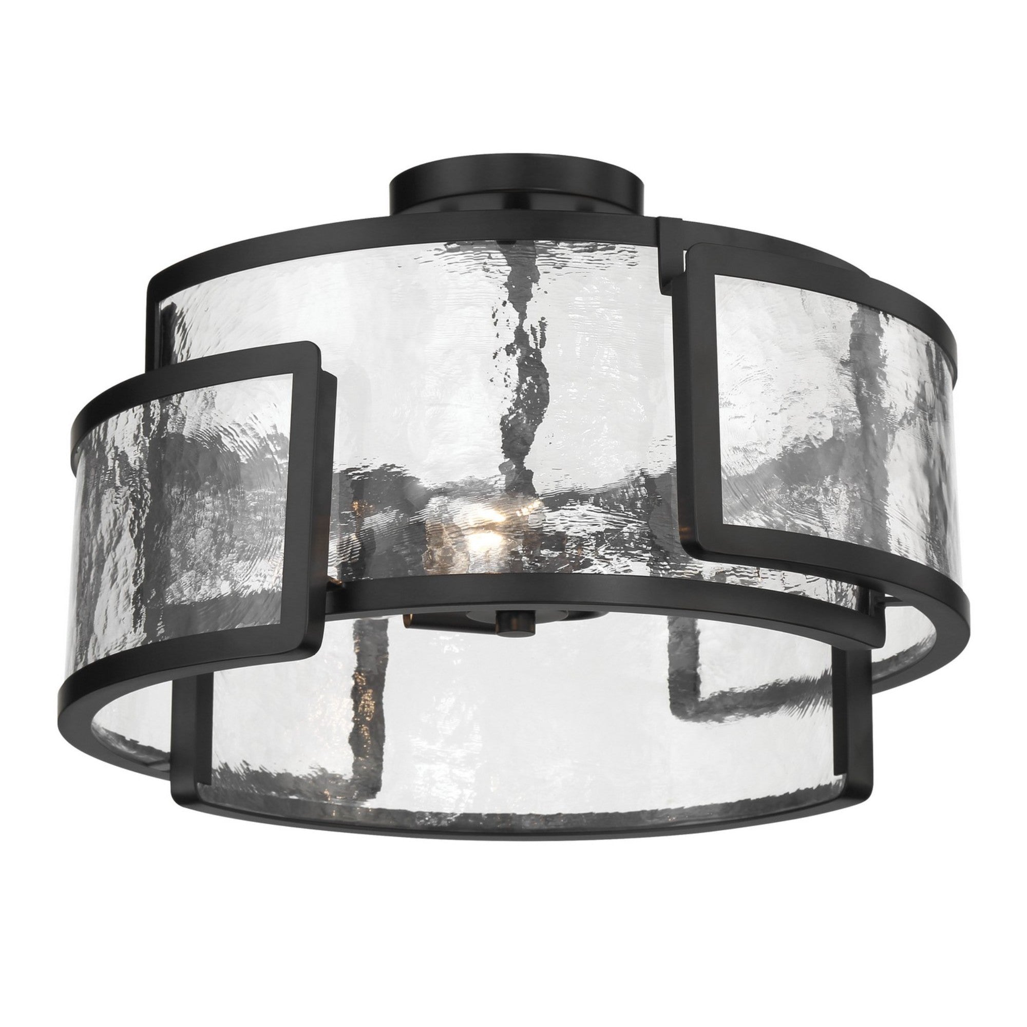 Bella Collina 18" 3 Lights Semi-Flush Mount Black Finish - Bees Lighting