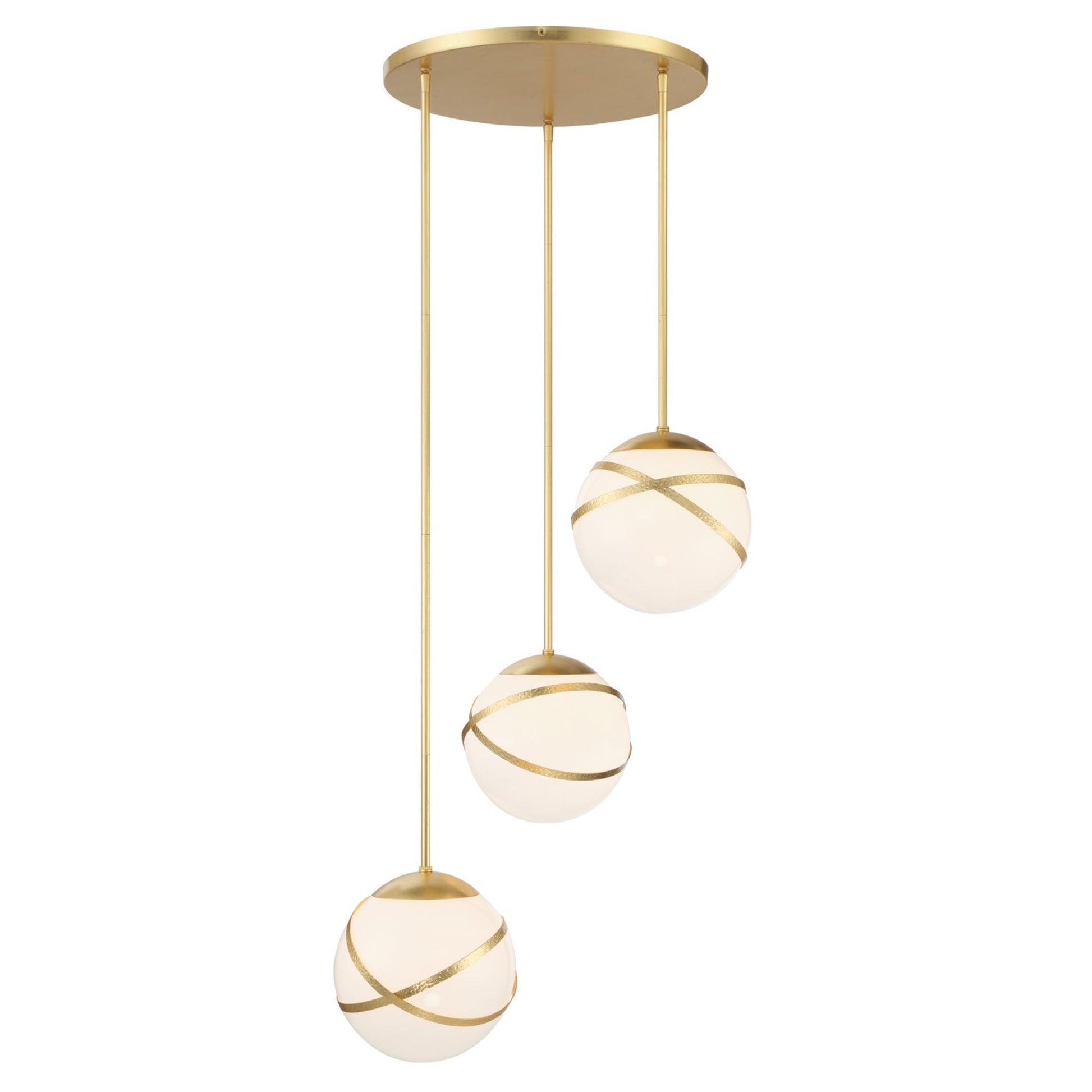 Batignolles 25" 3-Light Pendant, Spring Gold Leaf Finish - Bees Lighting