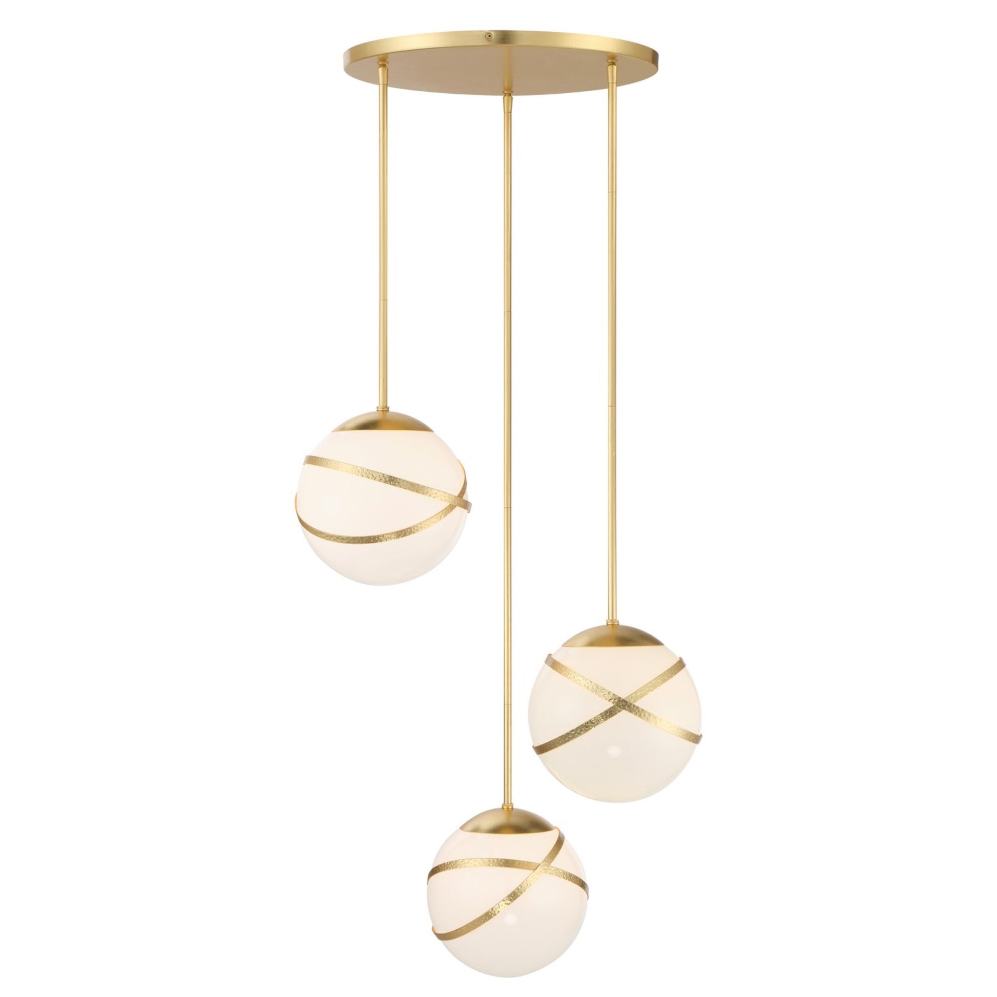 Batignolles 25" 3-Light Pendant, Spring Gold Leaf Finish - Bees Lighting