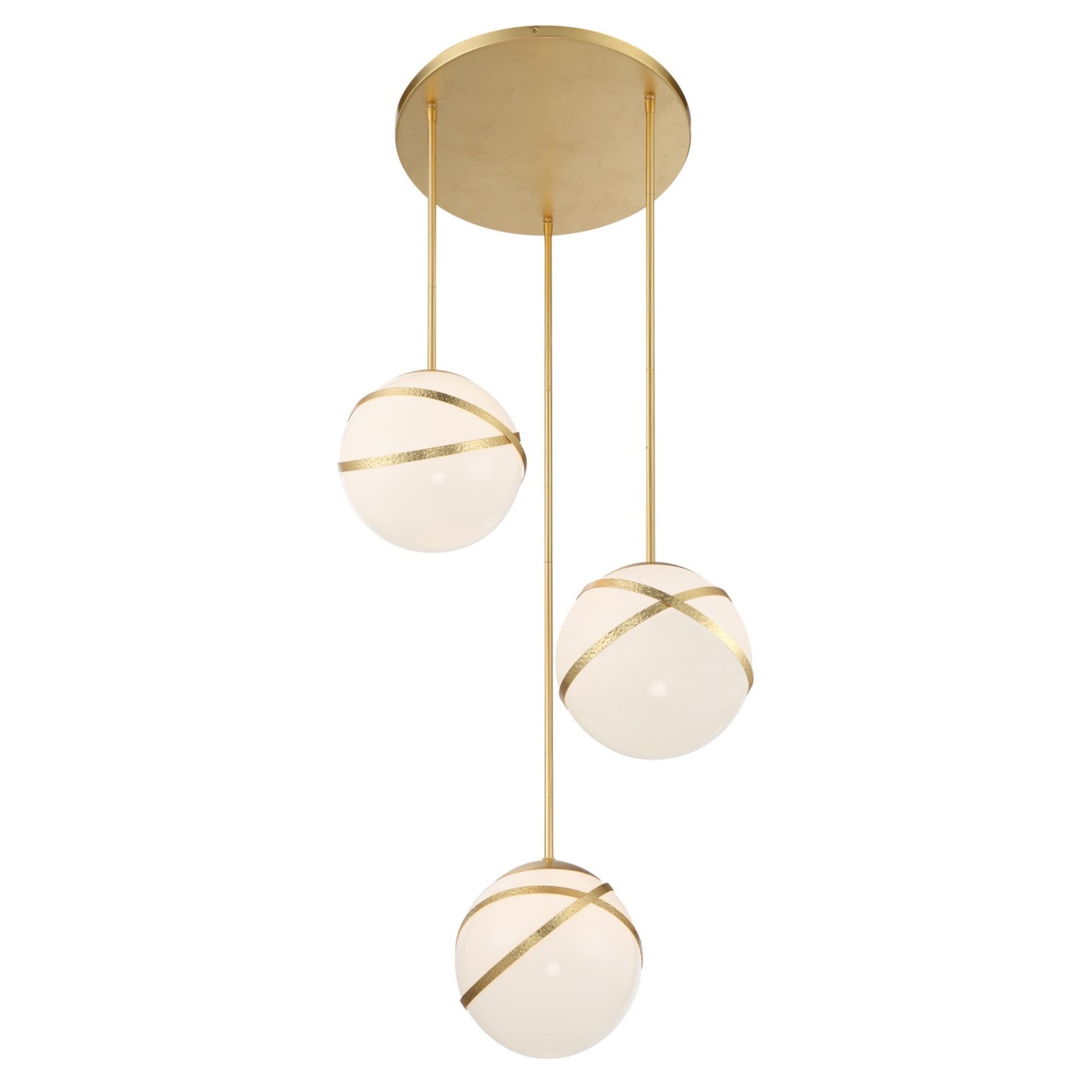 Batignolles 25" 3-Light Pendant, Spring Gold Leaf Finish - Bees Lighting