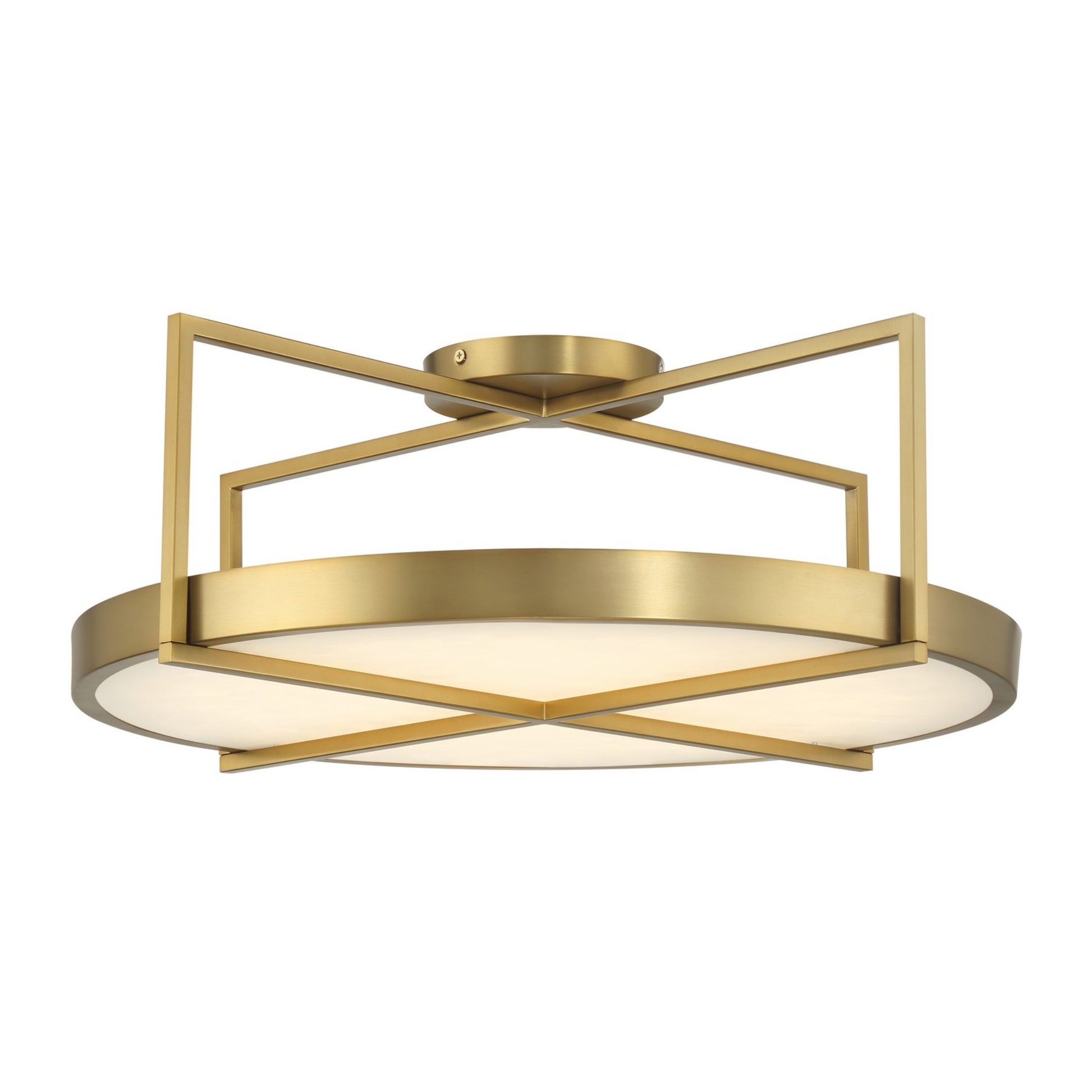 Boada 24" LED Semi-Flush Mount, Soft Brass Finish - Bees Lighting