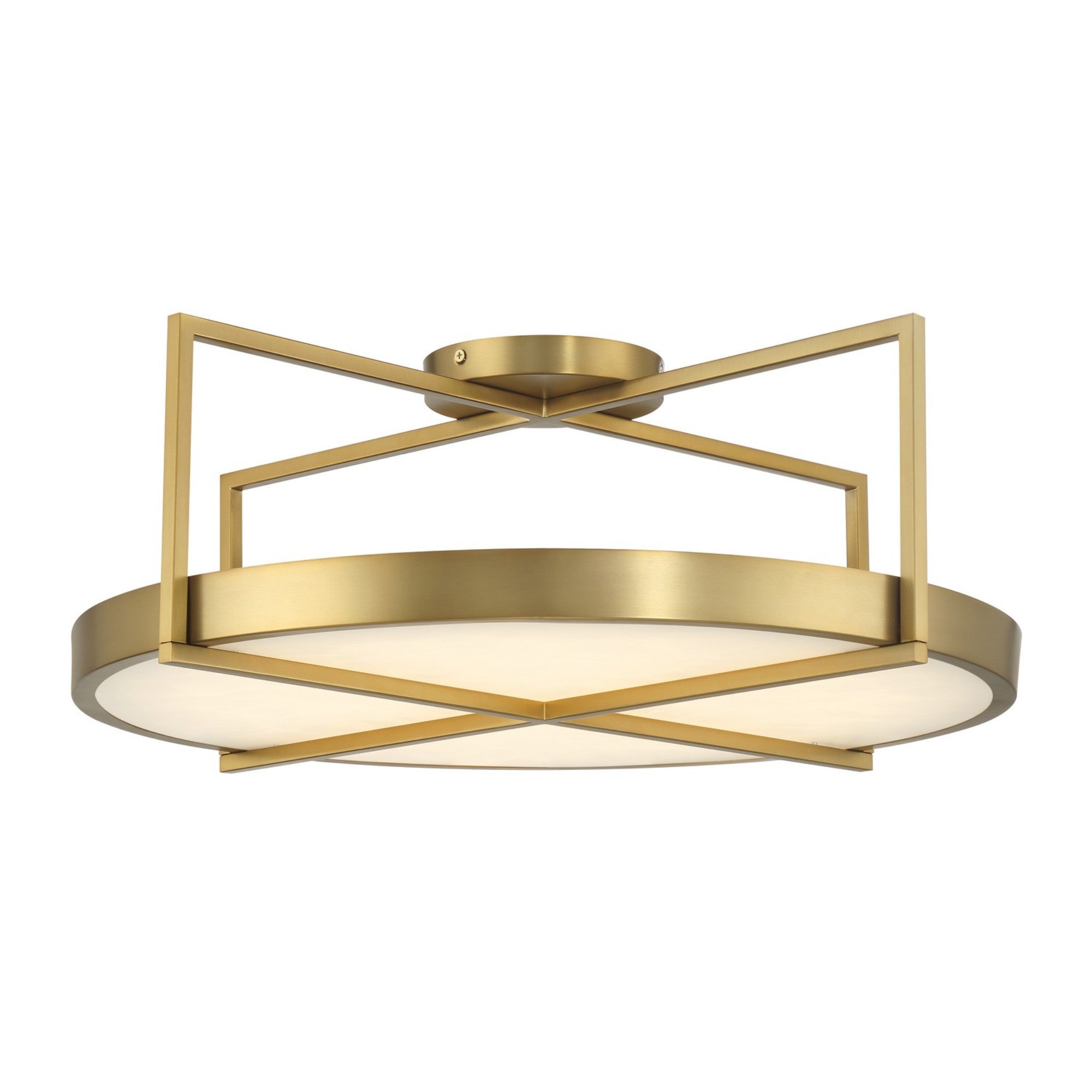 Boada 24" LED Semi-Flush Mount, Soft Brass Finish - Bees Lighting