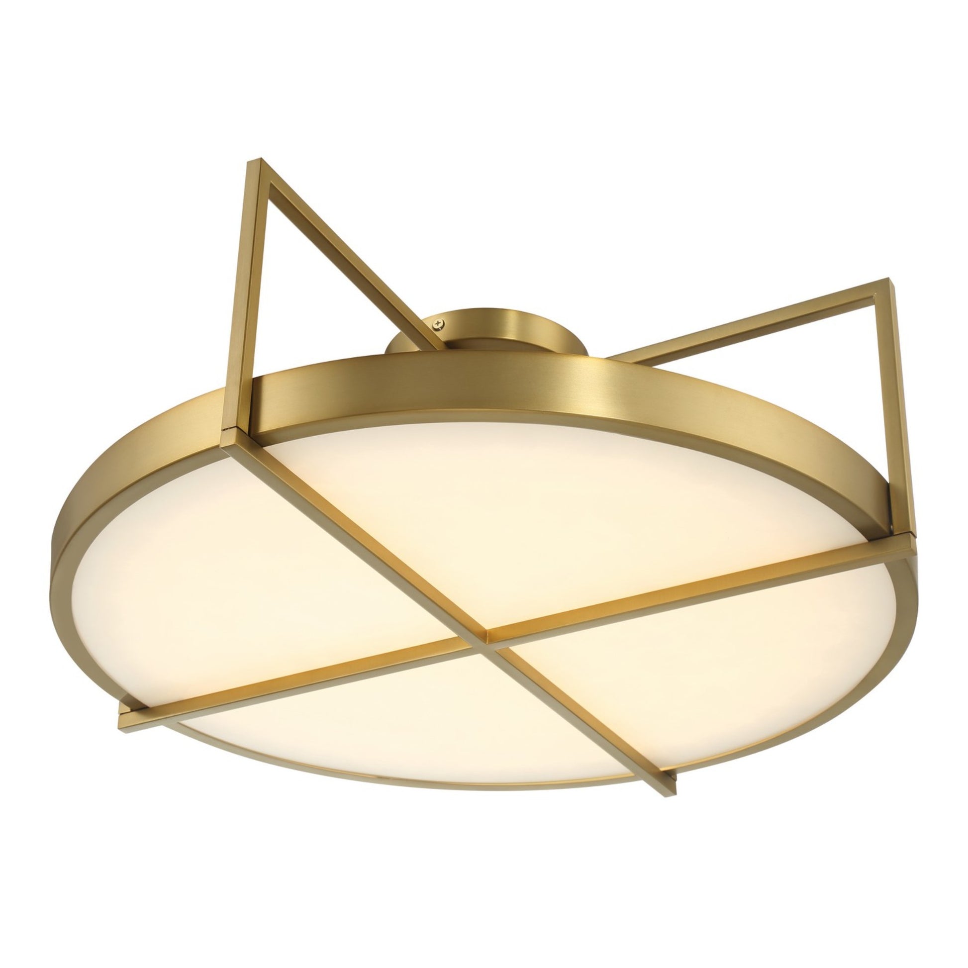 Boada 24" LED Semi-Flush Mount, Soft Brass Finish - Bees Lighting