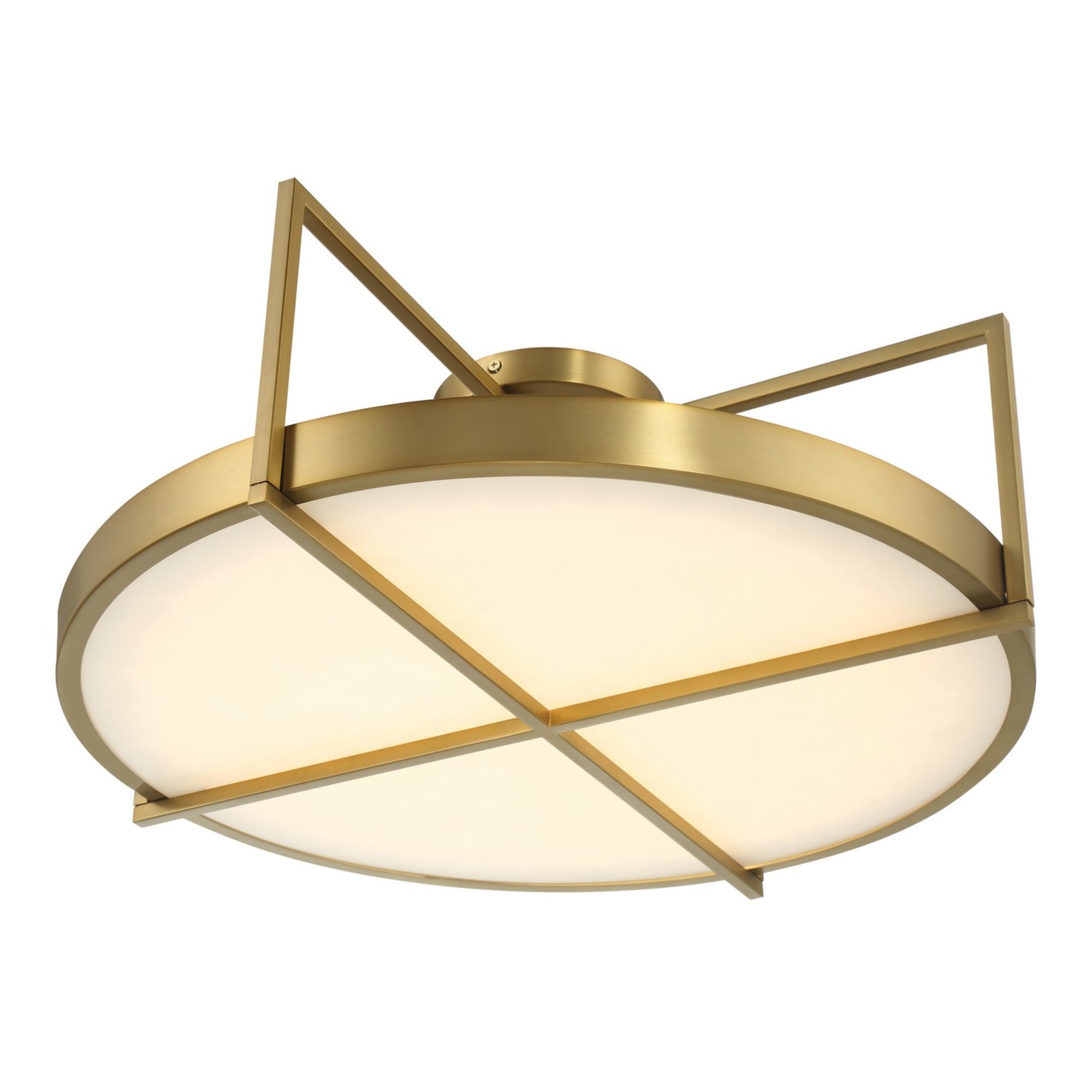 Boada 24" LED Semi-Flush Mount, Soft Brass Finish - Bees Lighting