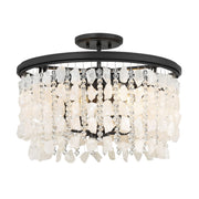 Shimmering Elegance 20" 4-Light Semi-Flush Mount, Sand Coal Finish with Crystals and Beads - Bees Lighting