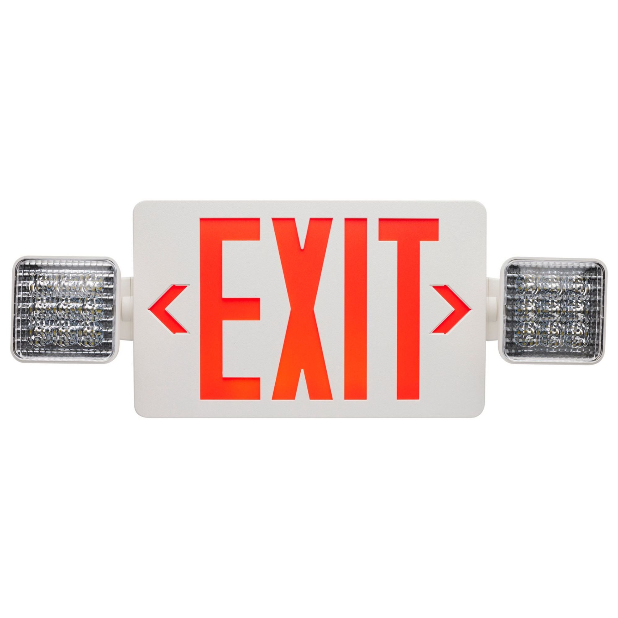 LED Combo Exit Sign, Single/Double Face, Red Letters, White,