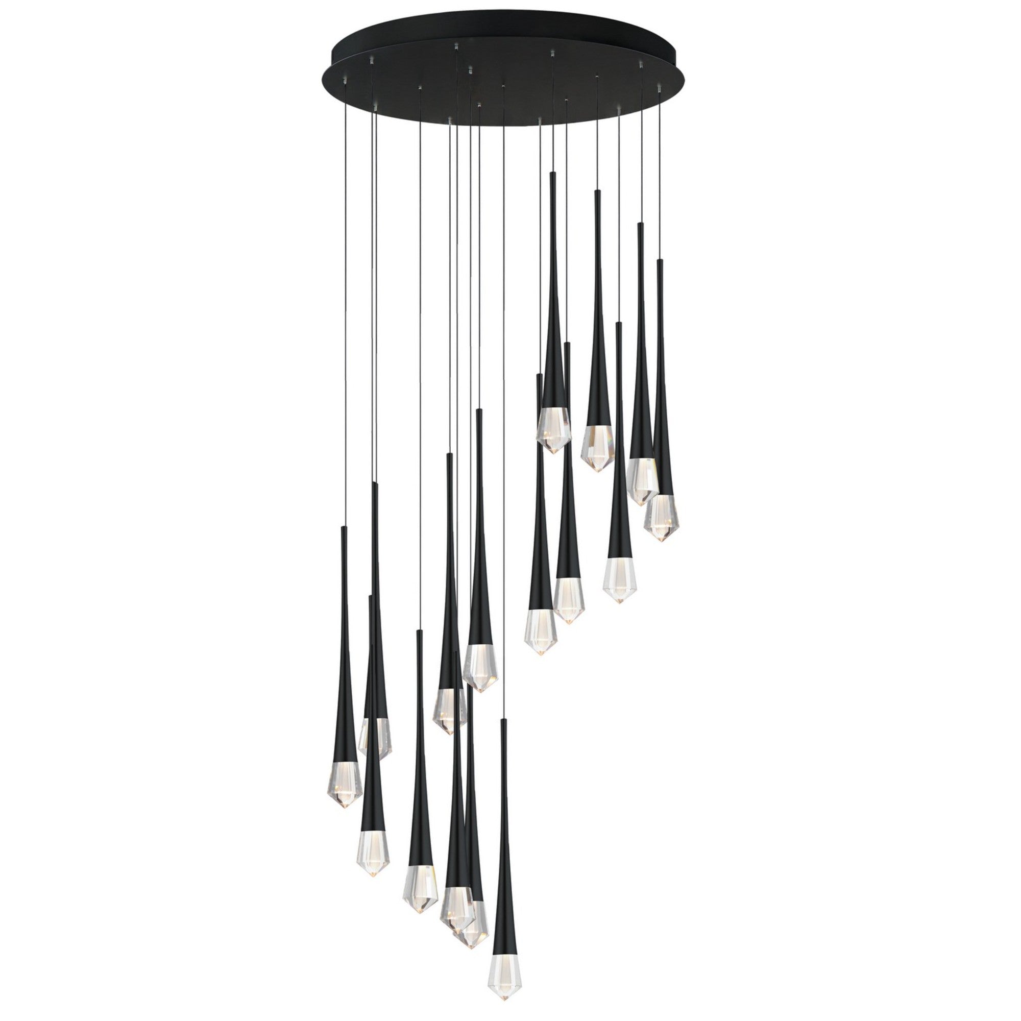 Pierce 25" 16-Light LED Chandelier, 120-277V, Black Finish - Bees Lighting