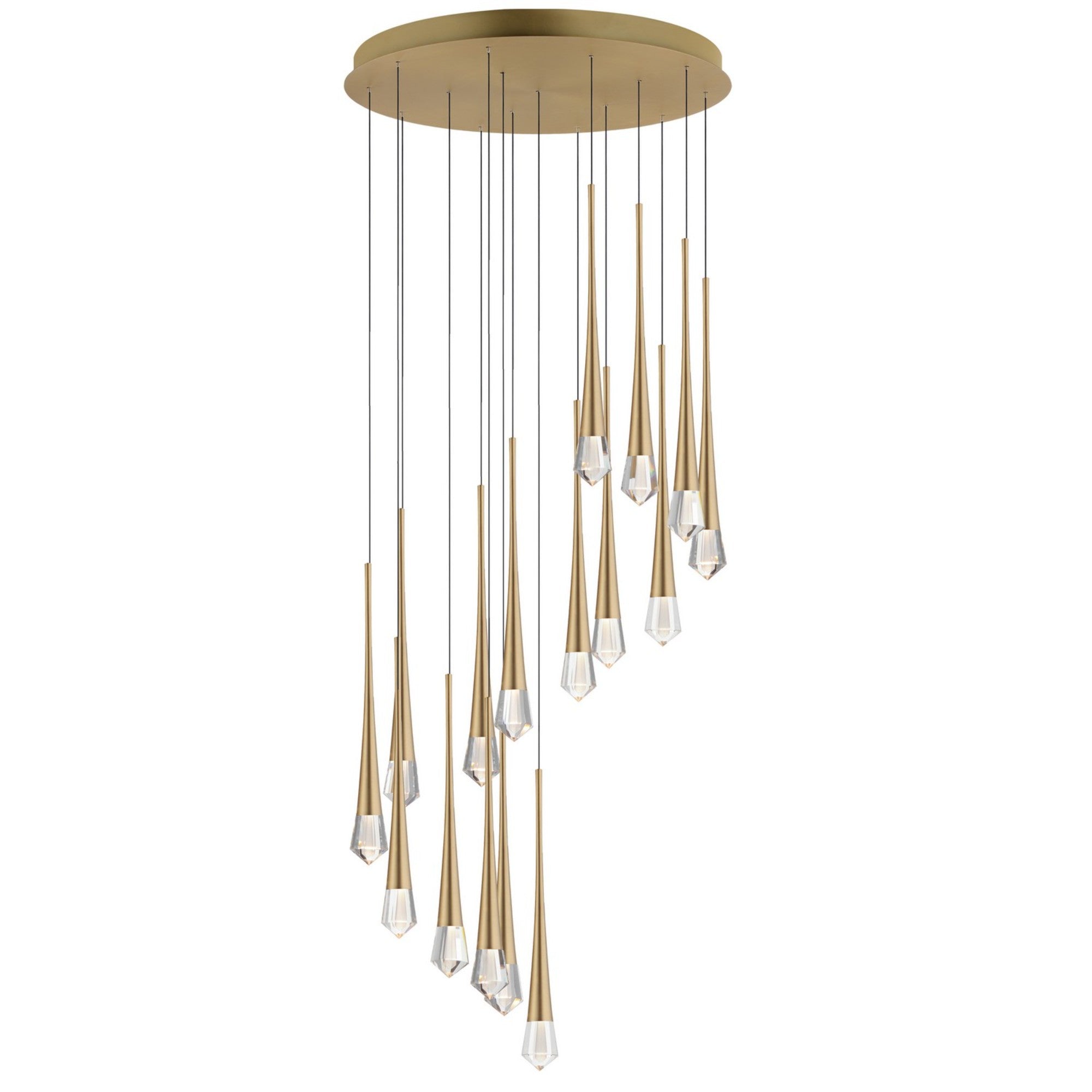 Pierce 25" 16-Light LED Chandelier, 120-277V, Gold Finish - Bees Lighting