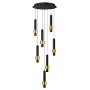 Reveal 18" 7-Light LED Pendant, Black & Gold Finish - Bees Lighting
