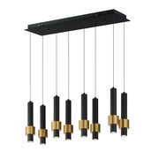 Reveal 32" 8-Light Linear LED Pendant, Black & Gold Finish - Bees Lighting