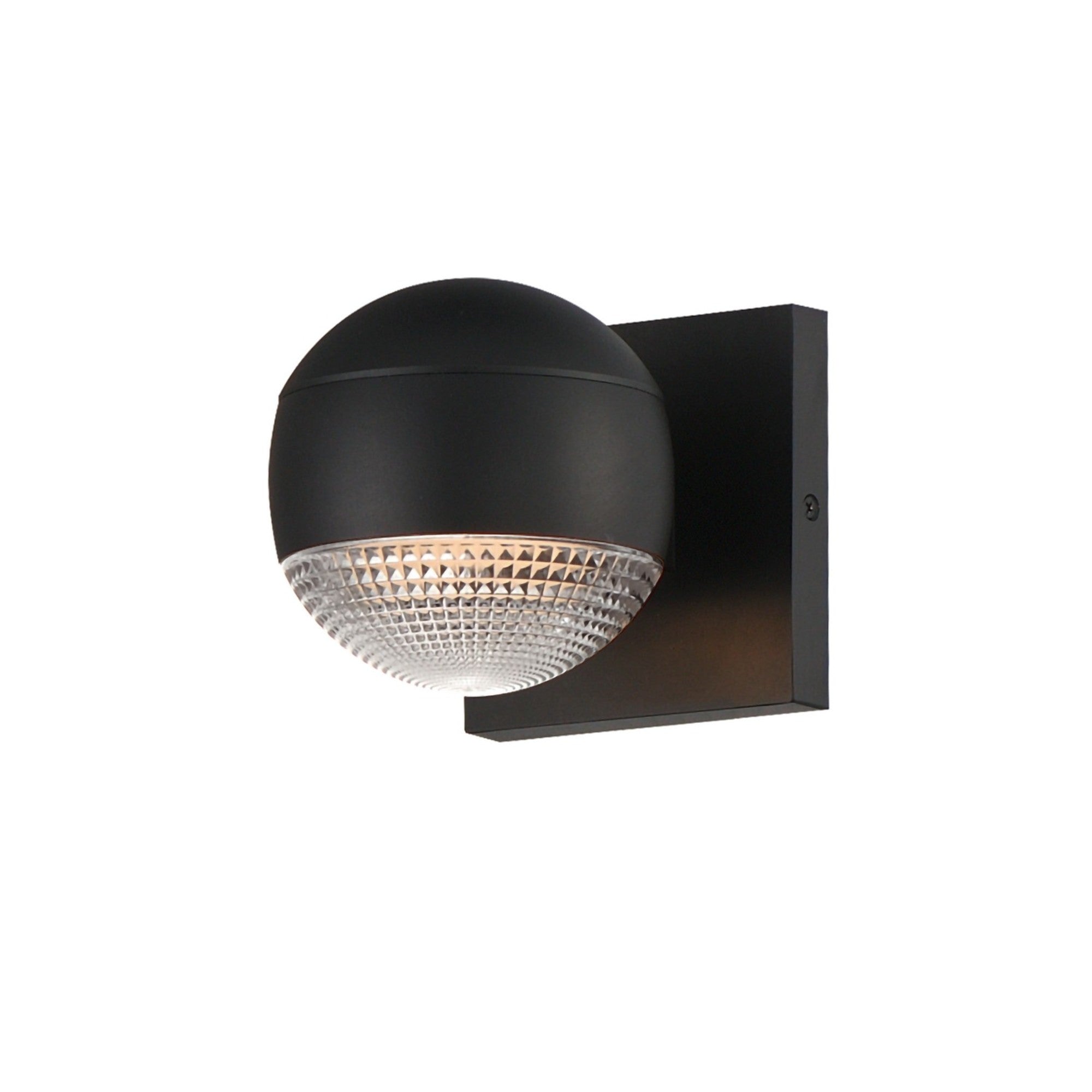 Modular 5" LED Outdoor Wall Sconce, Black Finish with Prismatic Clear Glass - Bees Lighting