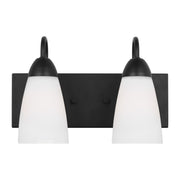 Seville 14" 2-Light Bathroom Vanity, Midnight Black Finish - Bees Lighting