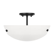 Kerrville 15" 2-Light Semi-Flush Convertible Pendant, Midnight Black Finish - Bees Lighting