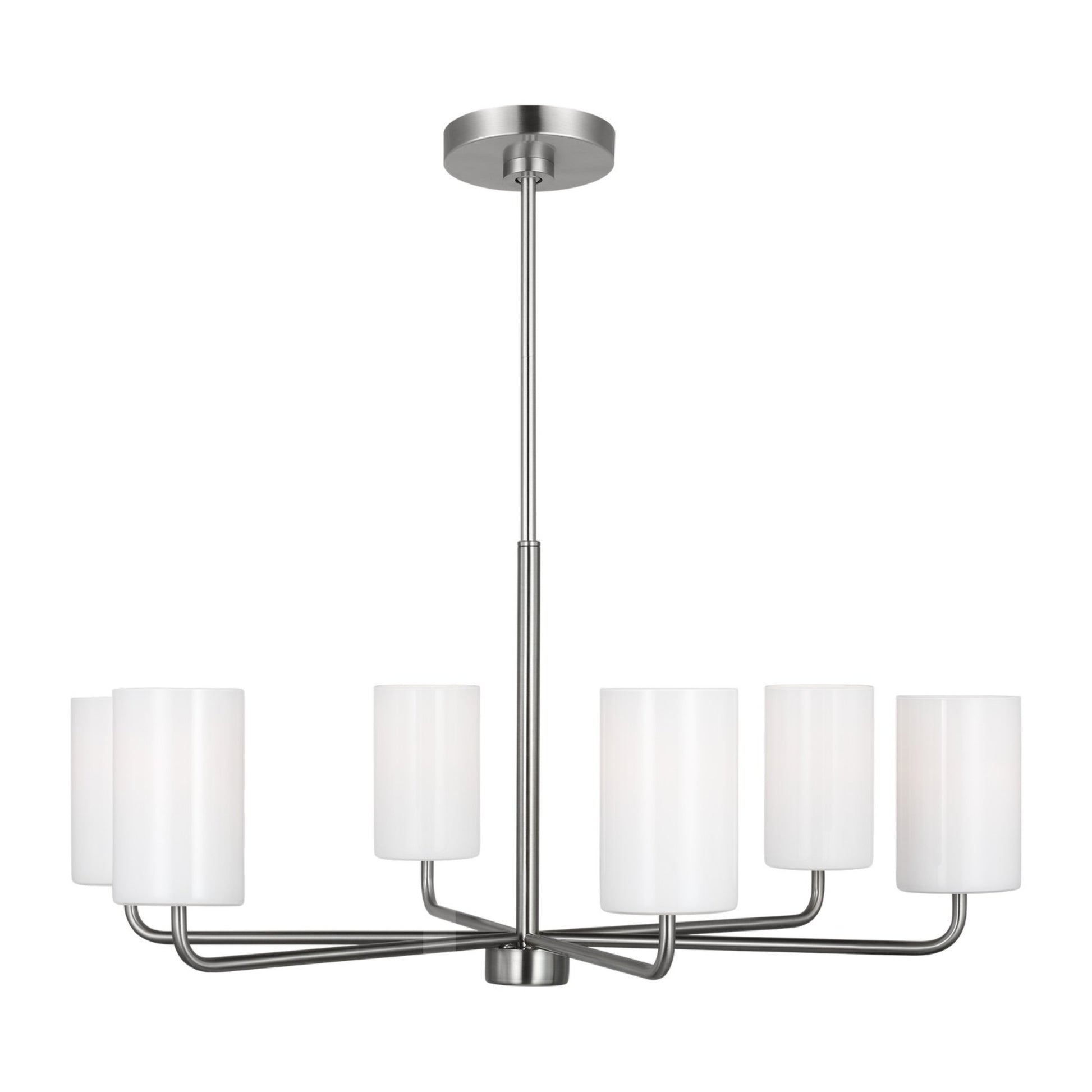 Rhett 32" 6-Light Large Chandelier, Brushed Steel Finish - Bees Lighting